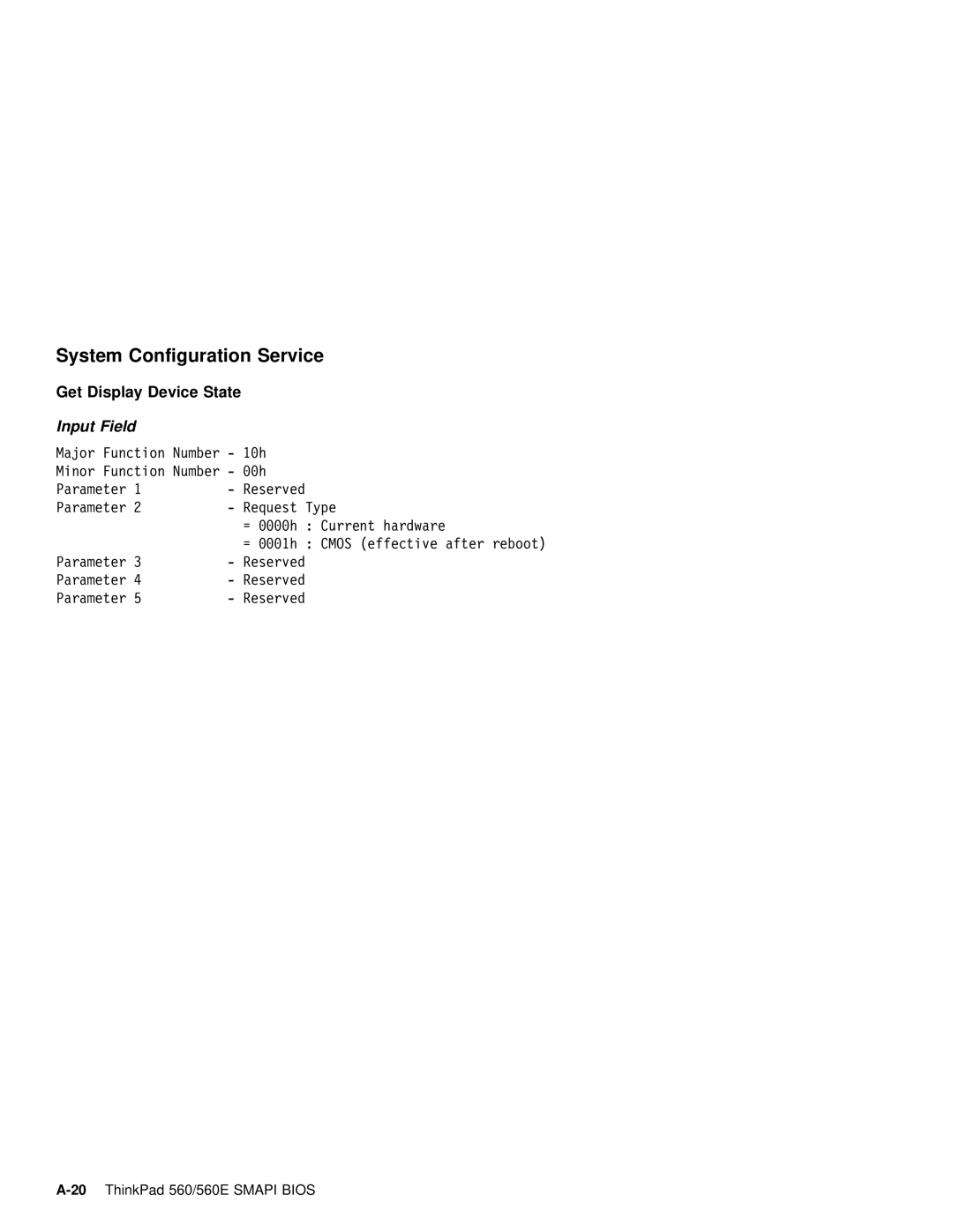 IBM 560E manual System Configuration Service 