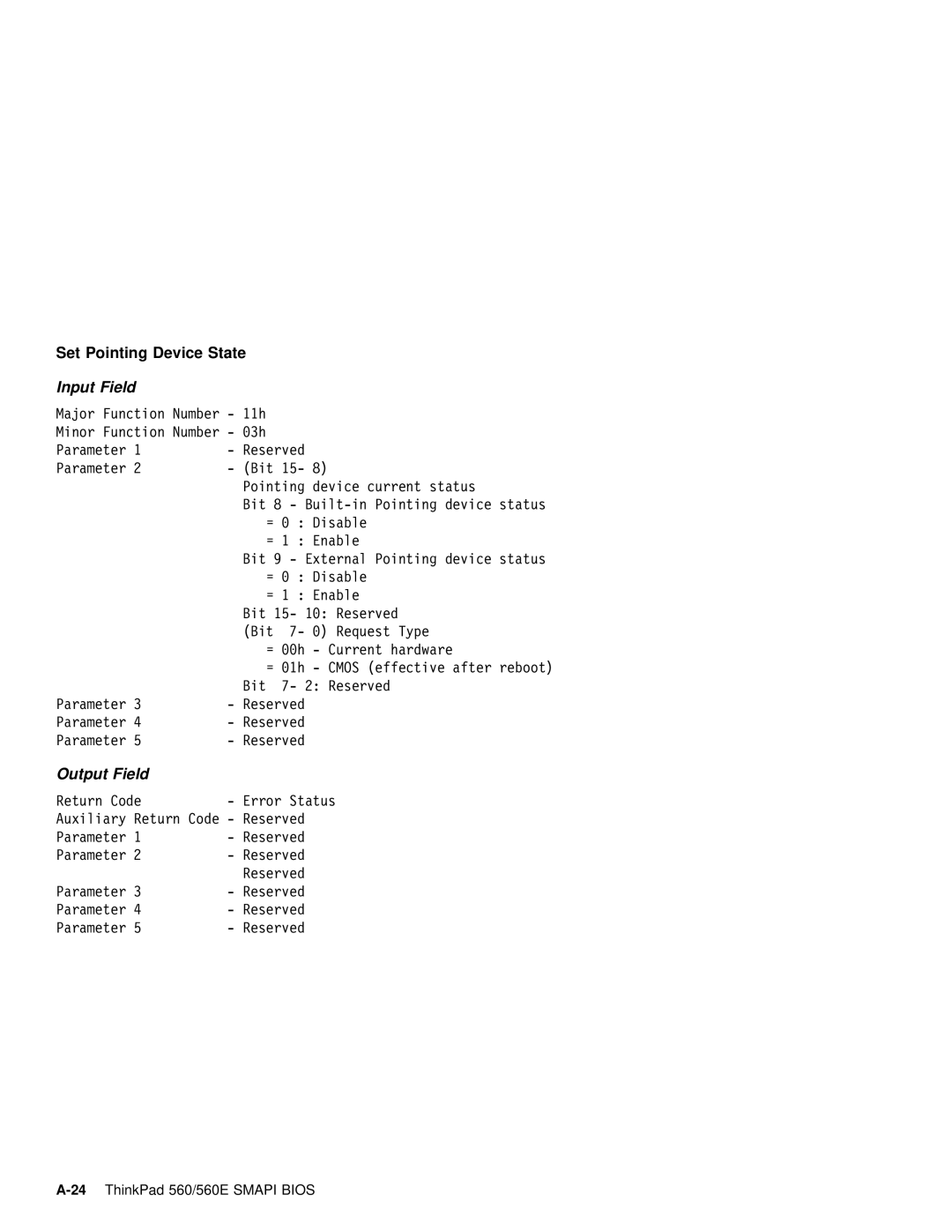 IBM 560E manual Set Pointing Device 