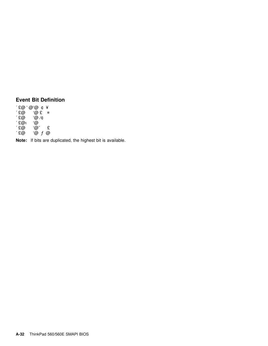 IBM 560E manual Event Bit Definition 