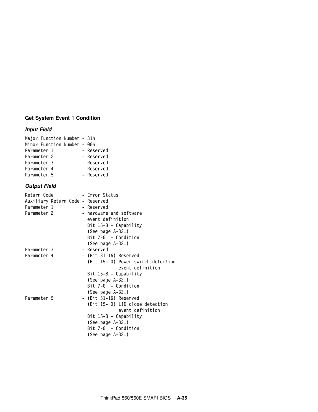 IBM 560E manual Get System Event 