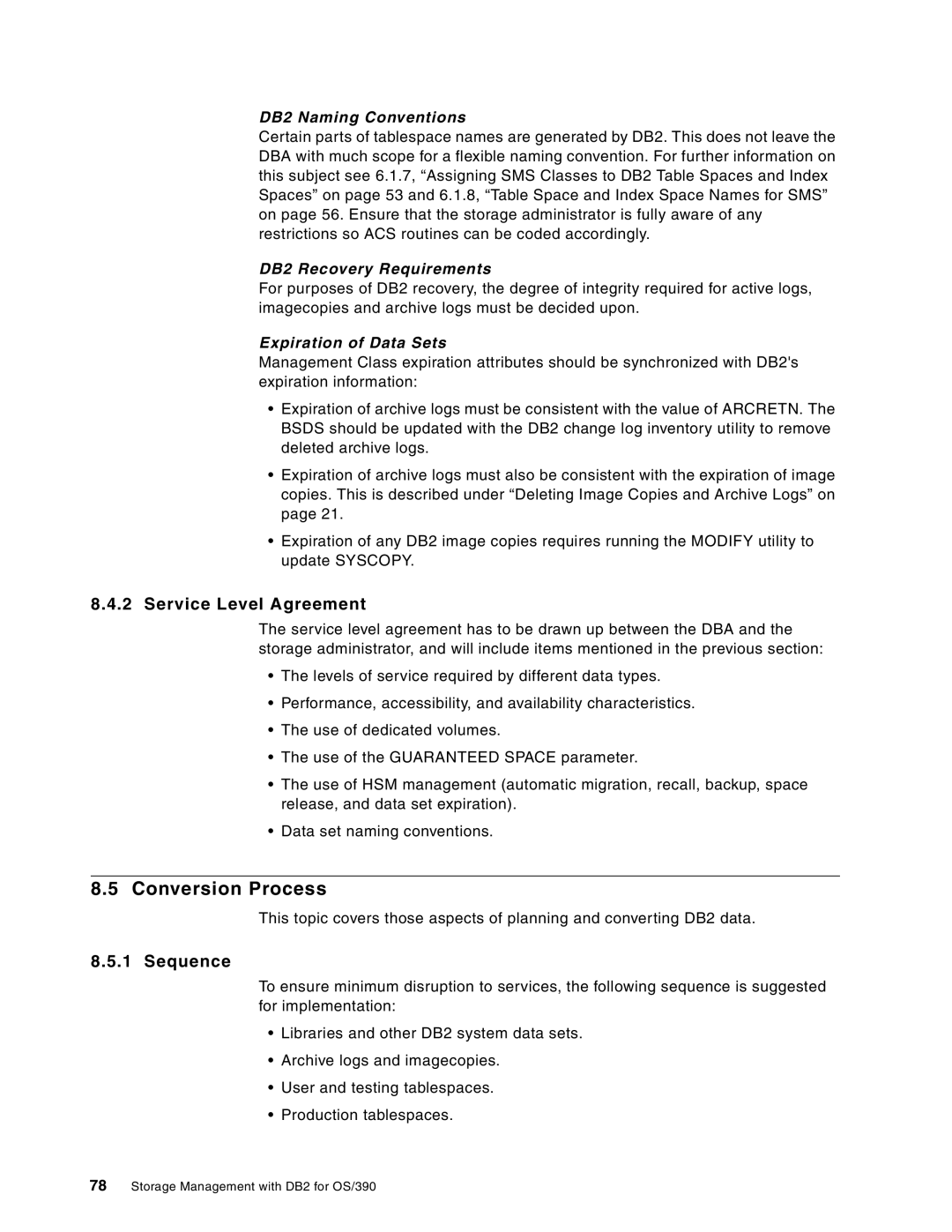 IBM 5655-DB2, 5695-DF1 manual Conversion Process, Service Level Agreement, Sequence 