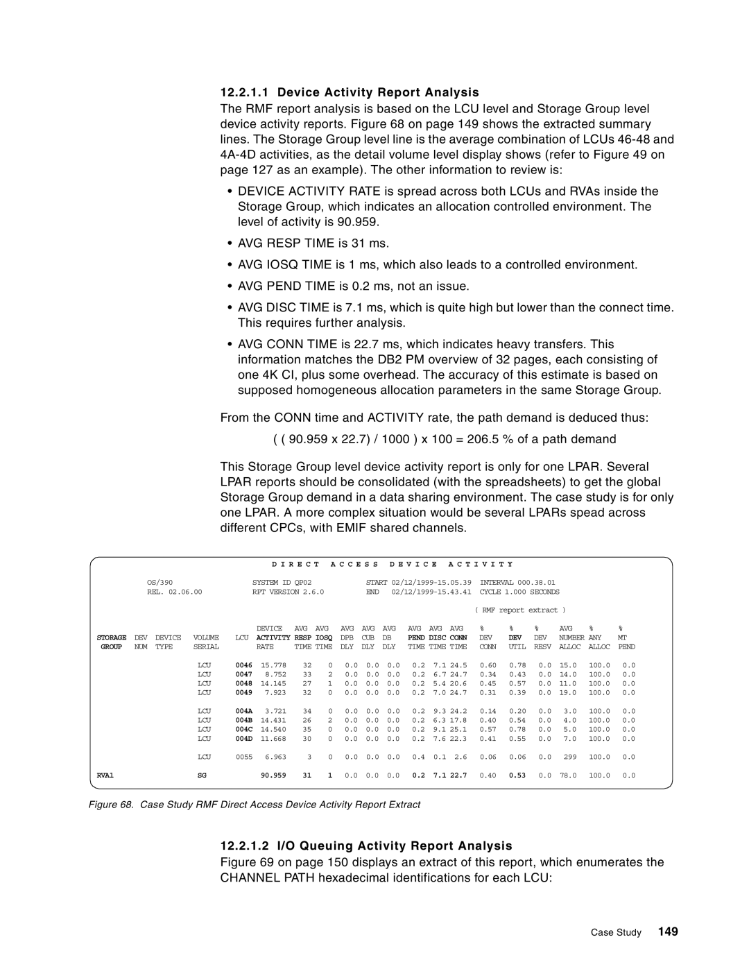 IBM 5695-DF1, 5655-DB2 manual Device Activity Report Analysis, 12.2.1.2 I/O Queuing Activity Report Analysis 