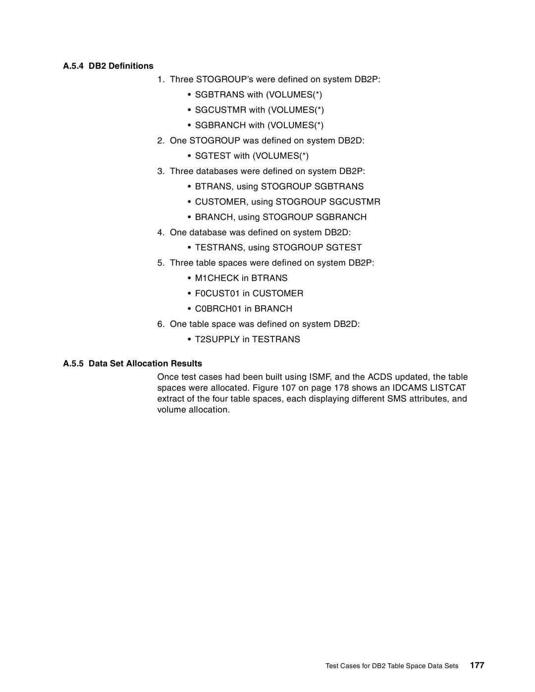 IBM 5695-DF1, 5655-DB2 manual 4 DB2 Definitions, Data Set Allocation Results 