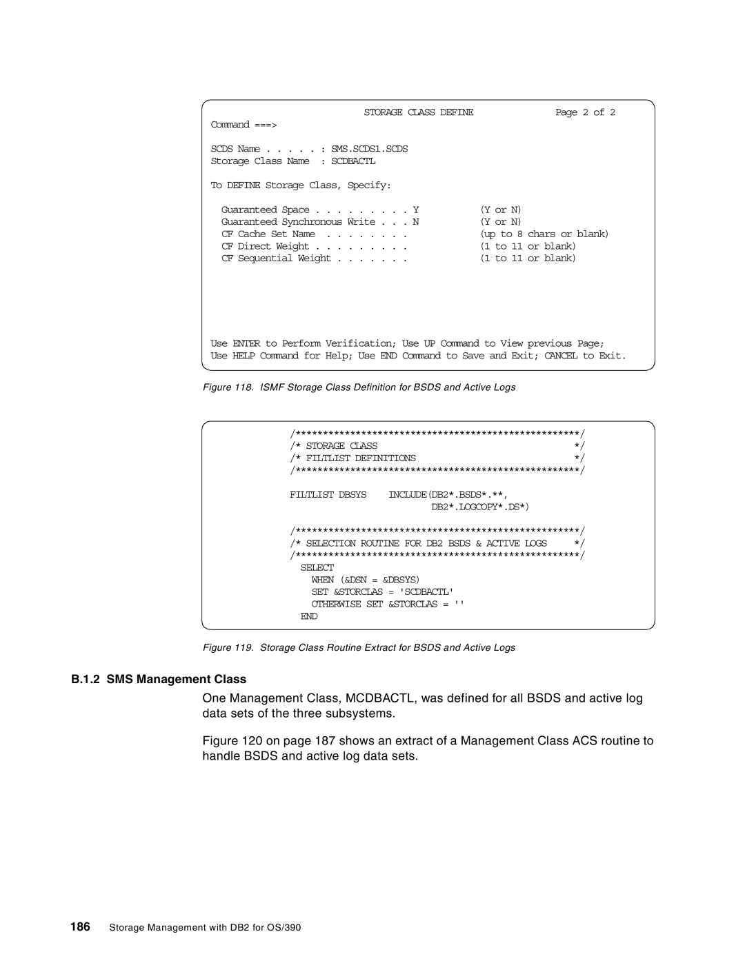 IBM 5655-DB2, 5695-DF1 manual SMS Management Class, Storage Class Name Scdbactl 