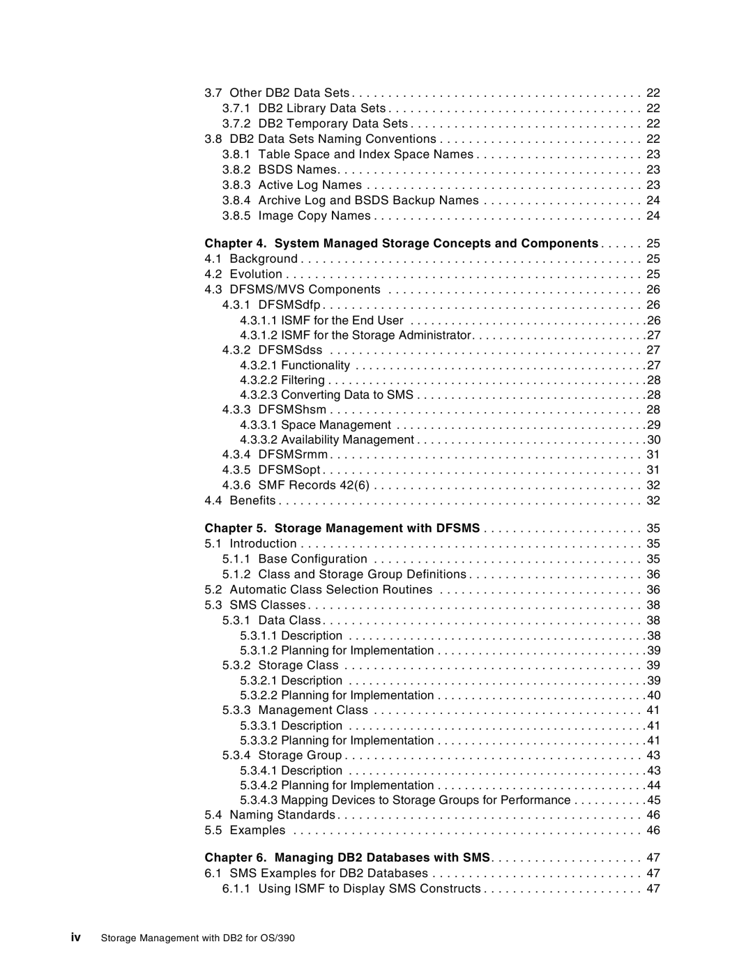 IBM 5655-DB2, 5695-DF1 manual Iv Storage Management with DB2 for OS/390 