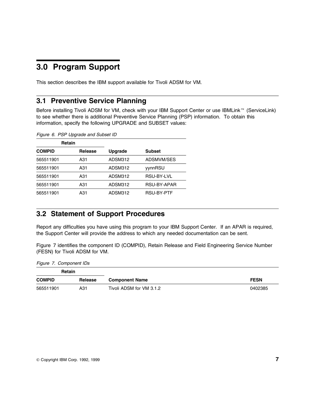 IBM 5697-VM3 manual Program Support, Preventive Service Planning, Statement of Support Procedures 