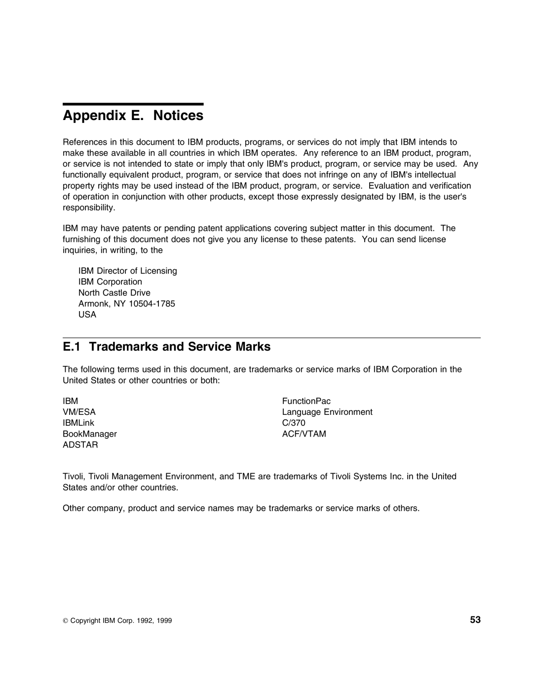 IBM 5697-VM3 manual Appendix E. Notices, Trademarks and Service Marks 