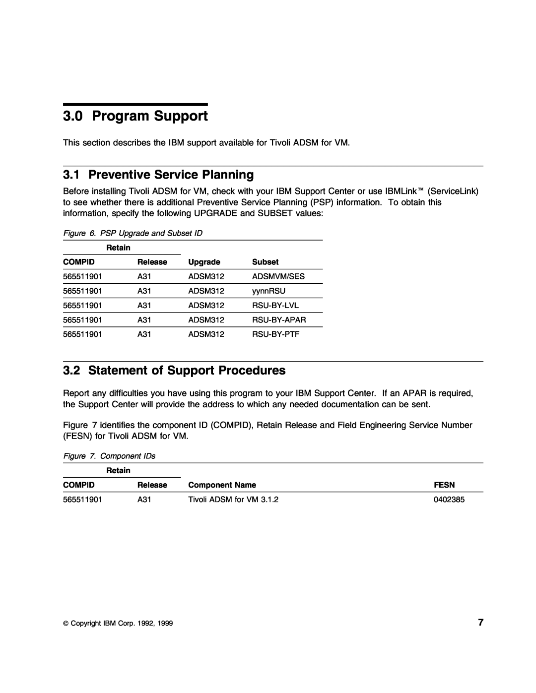 IBM 5697-VM3 manual Program Support, Preventive Service Planning, Statement of Support Procedures 
