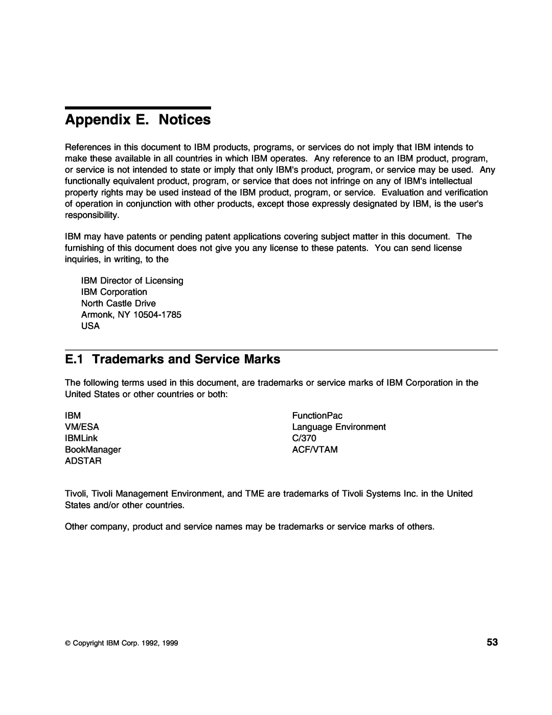 IBM 5697-VM3 manual Appendix E. Notices, E.1 Trademarks and Service Marks 