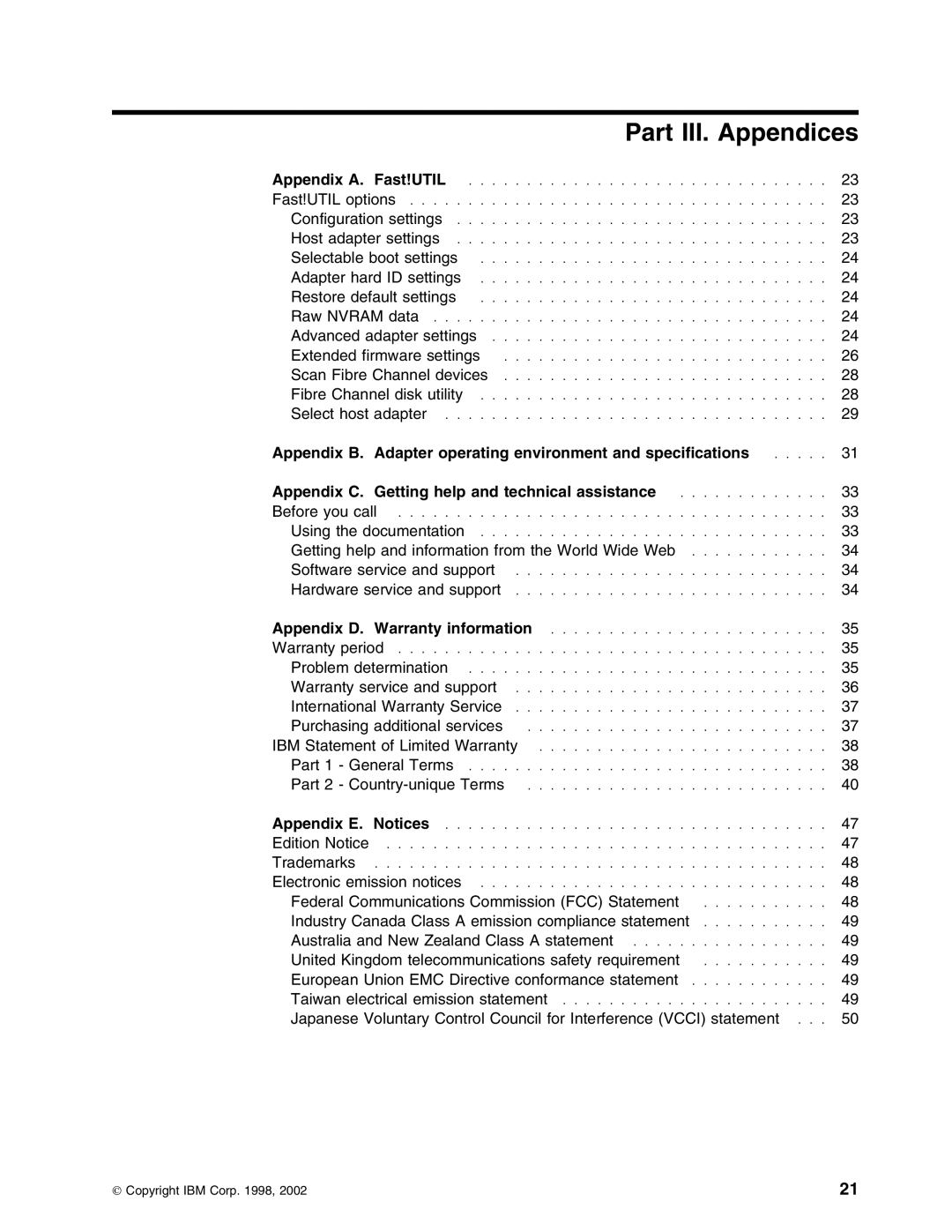 IBM 59P5712 manual Part III. Appendices, Getting help and information from the World Wide Web 