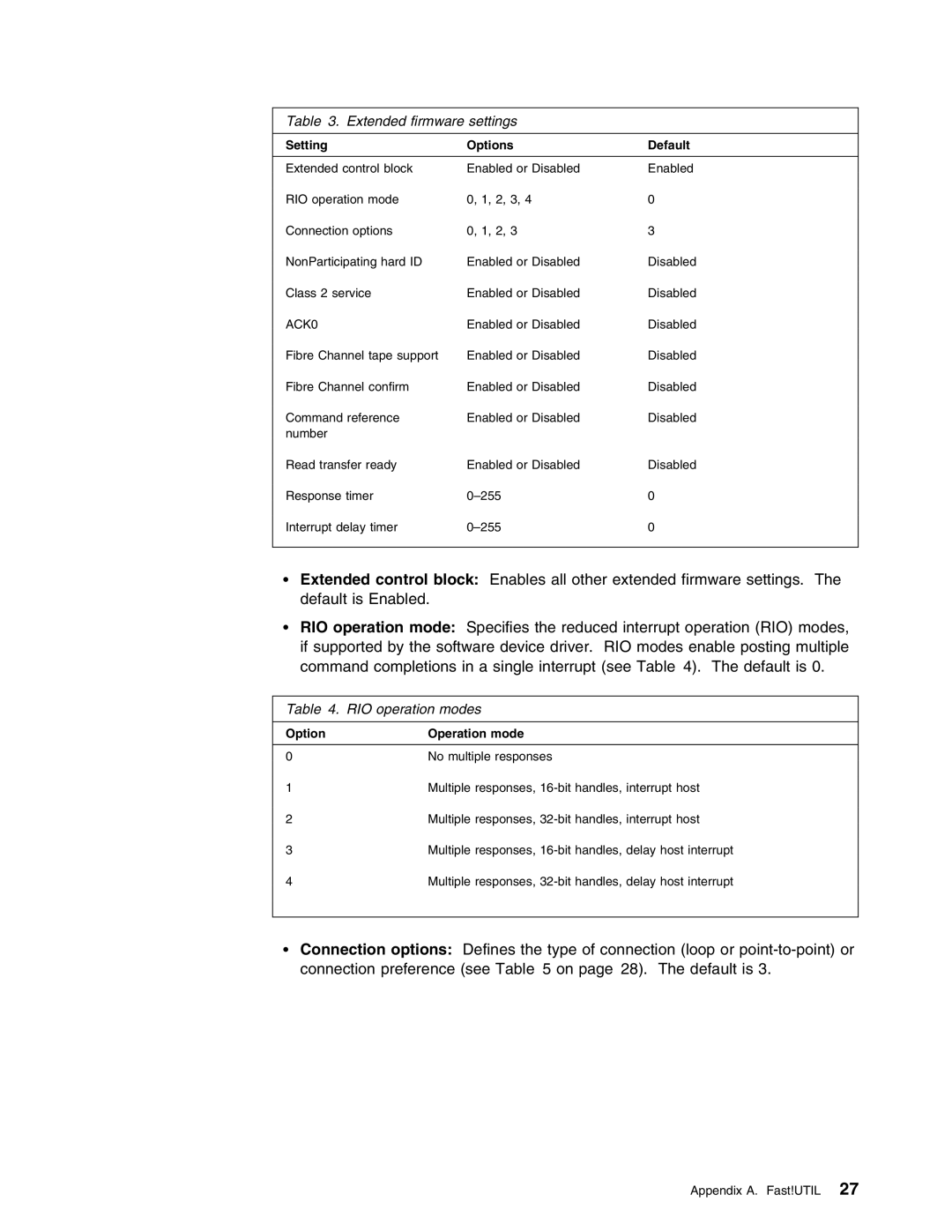 IBM 59P5712 manual Extended firmware settings 