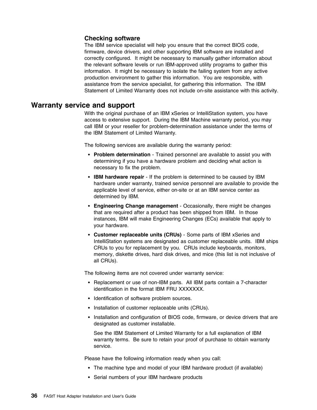 IBM 59P5712 manual Warranty service and support, Checking software 