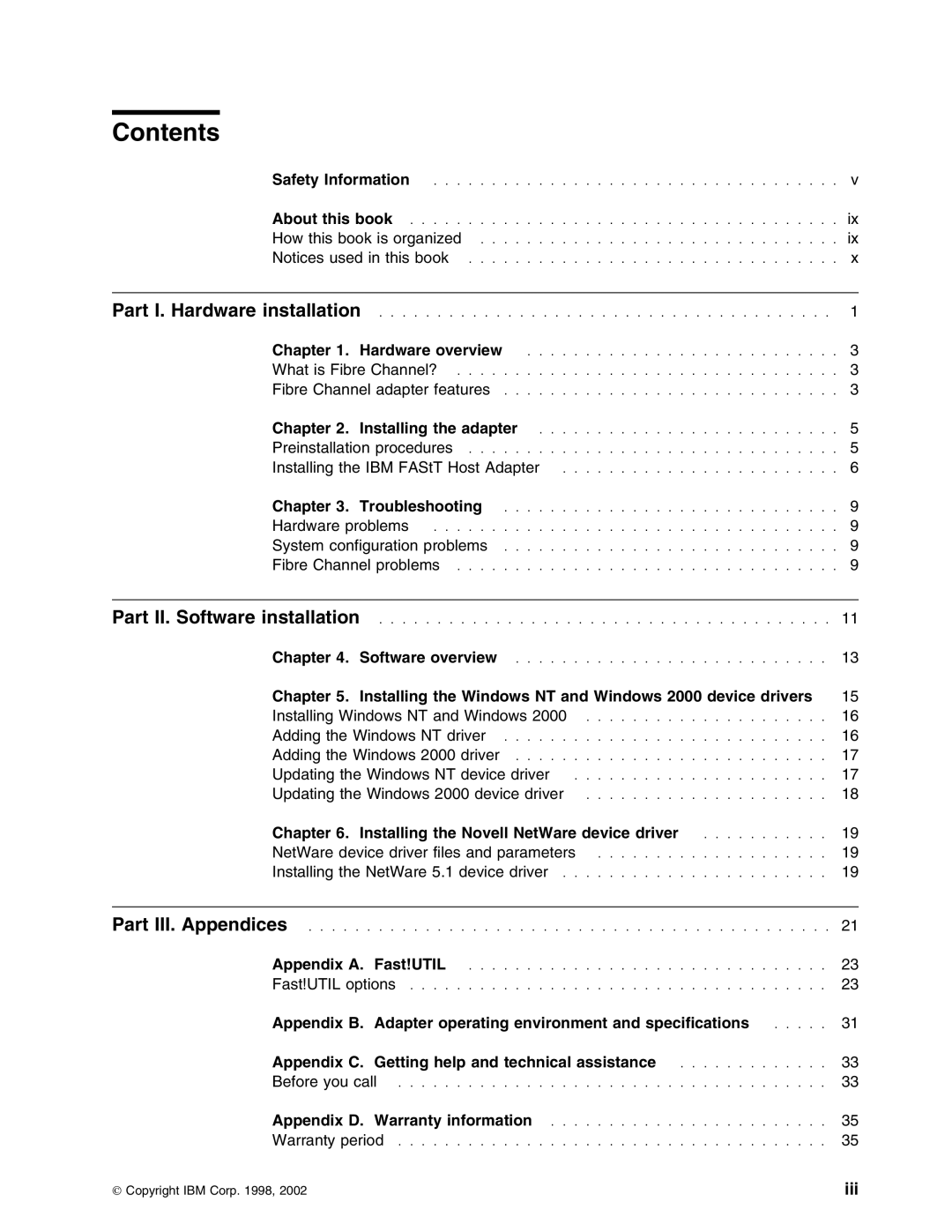 IBM 59P5712 manual Contents 