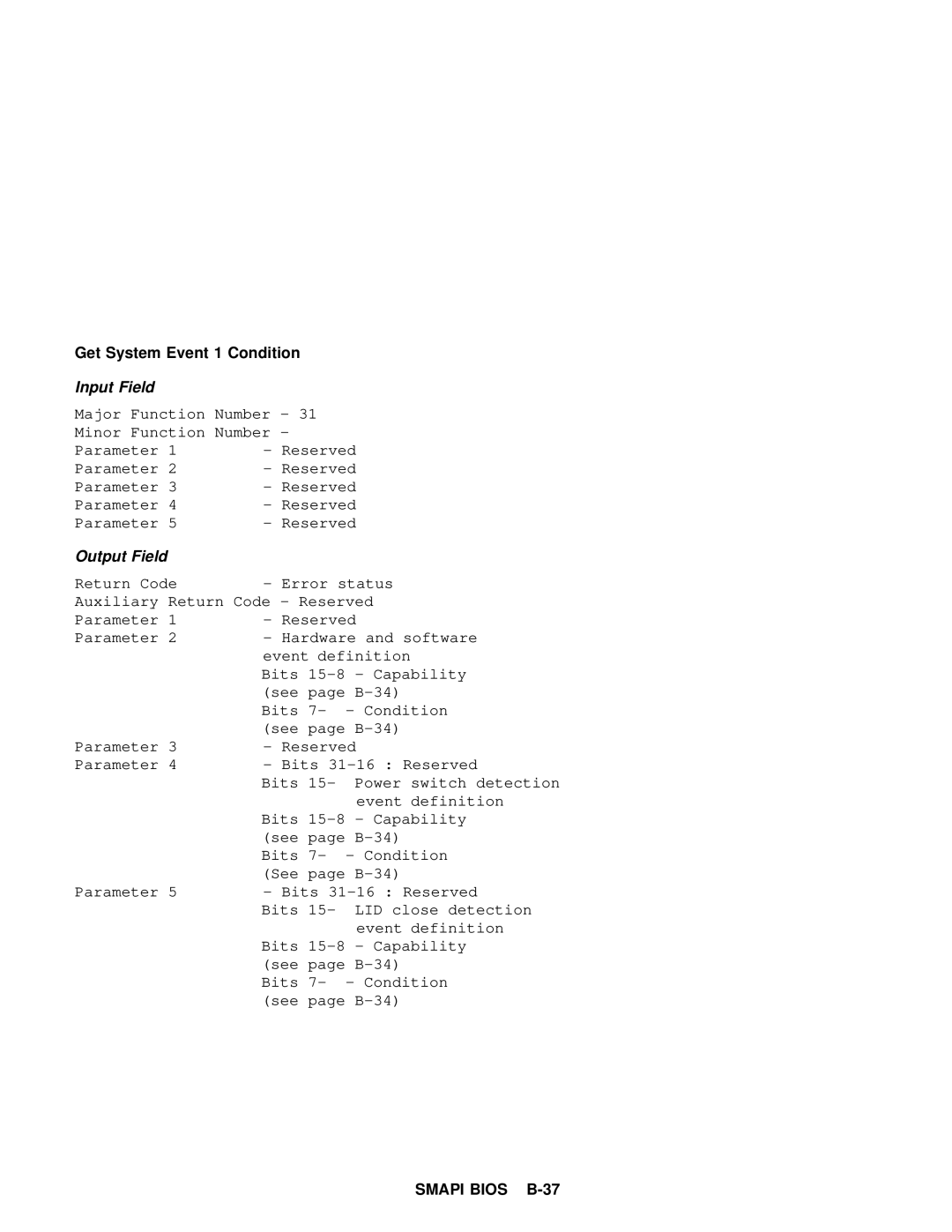 IBM 600 manual Get System Event Condition 