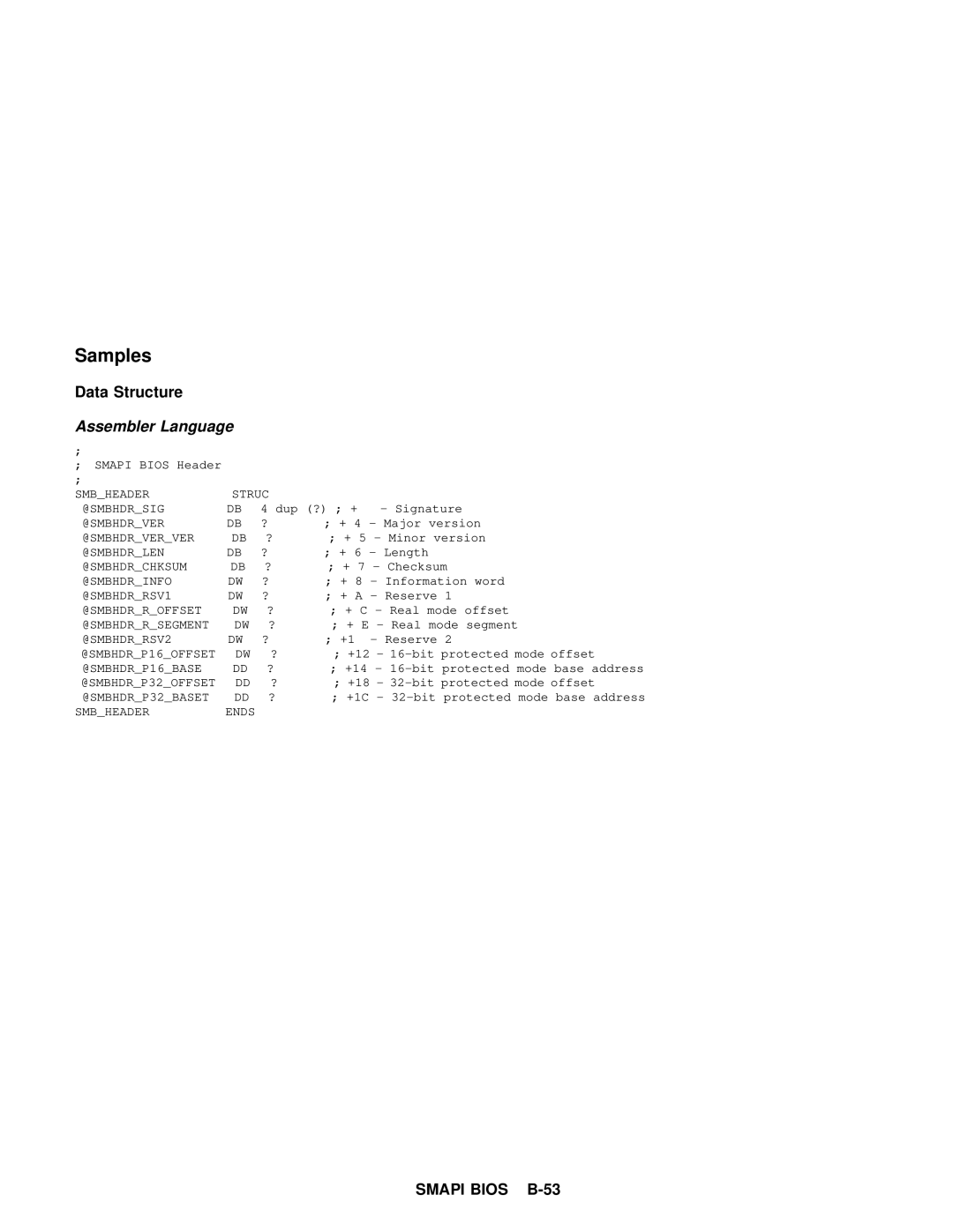 IBM 600 manual Samples, Data Structure 