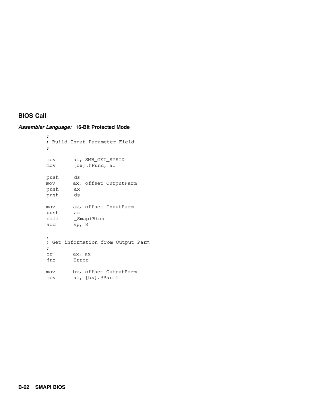 IBM 600 manual Bios Call 