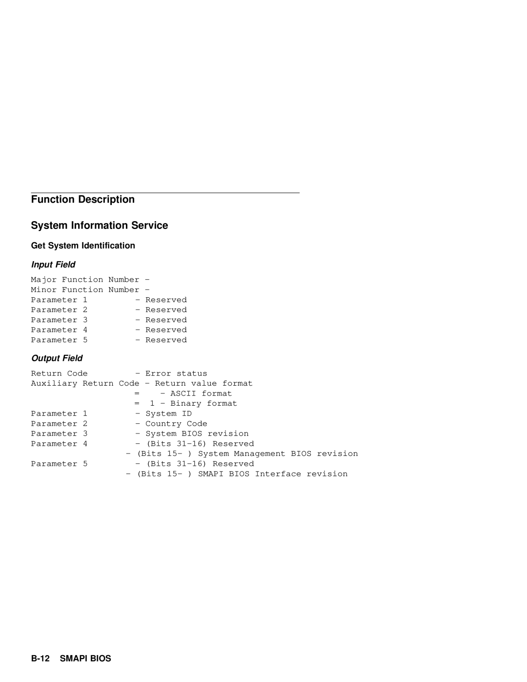 IBM 600 manual Function Description System Information Service, Get System Identification 