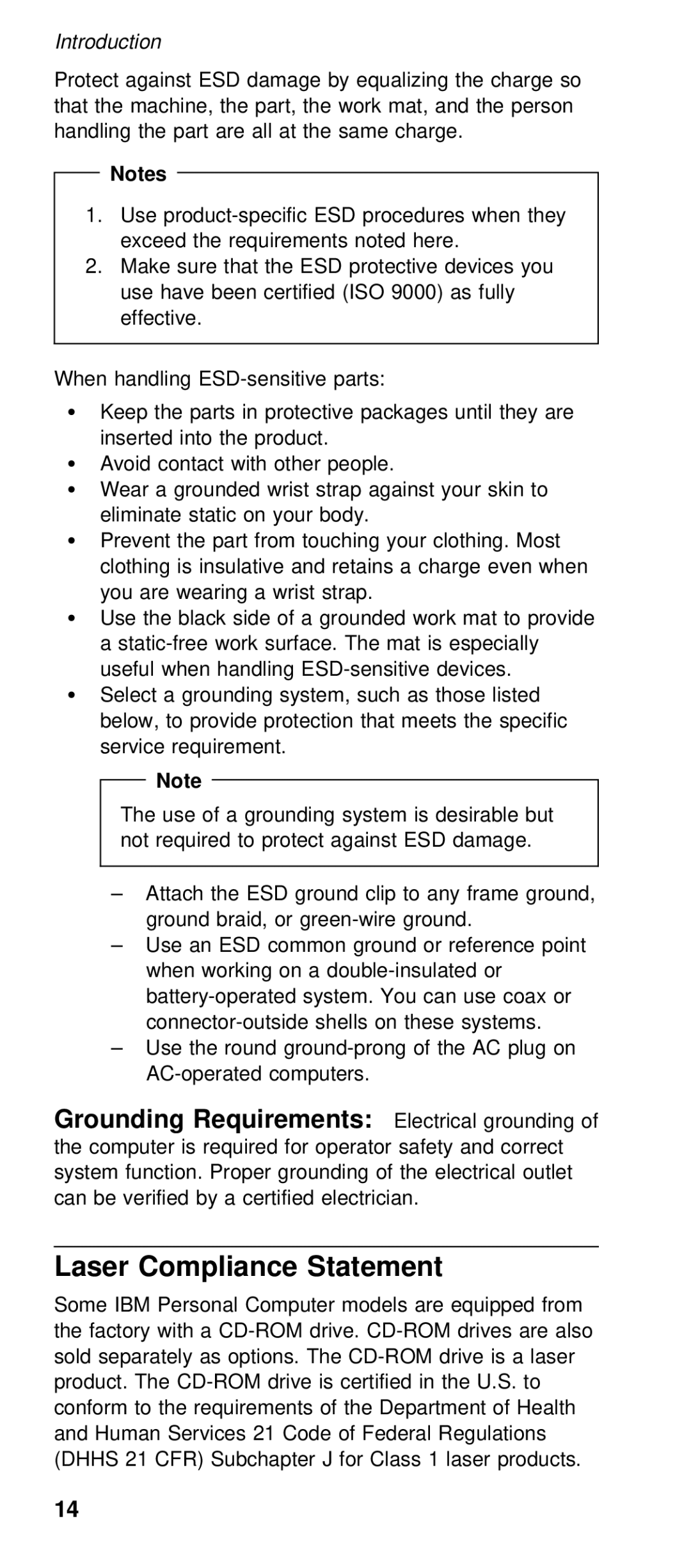 IBM 600/600E (2645) manual Laser Compliance Statement, Grounding RequirementsElectrical grounding 