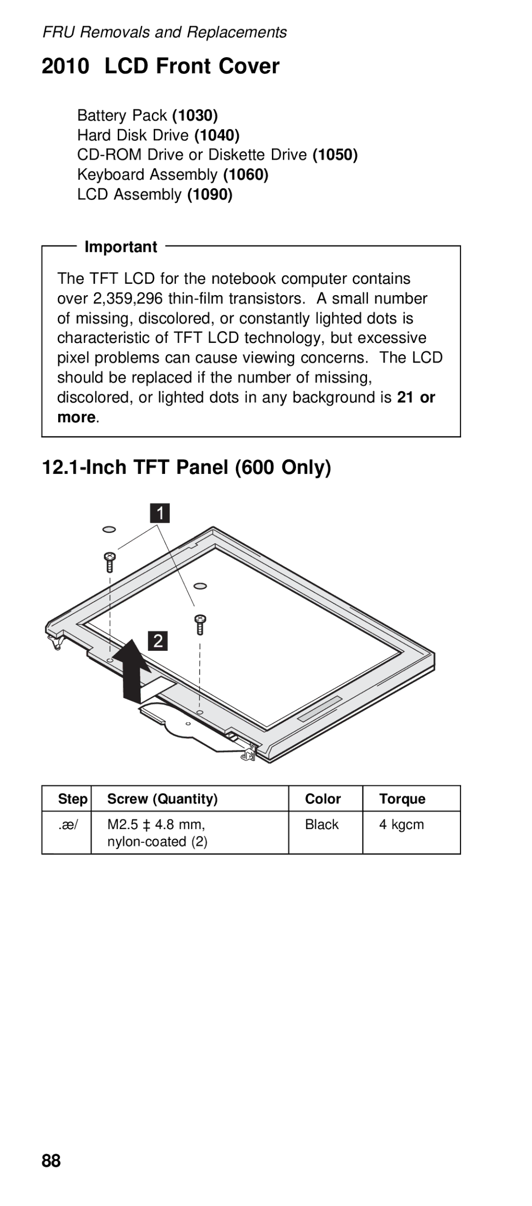 IBM 600/600E (2645) manual LCD Front Cover, Inch, More, Panel 600 