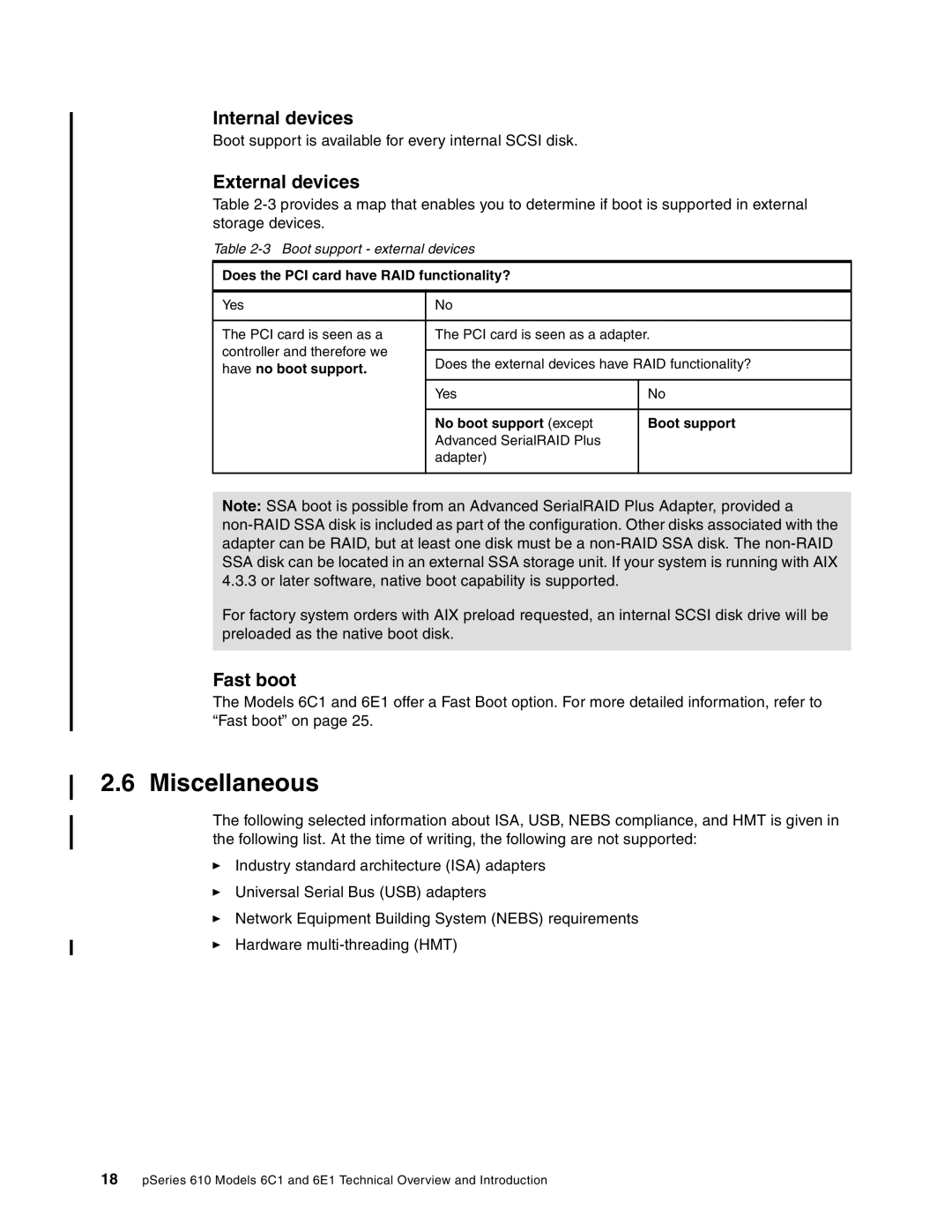 IBM 6.00E+01 manual Miscellaneous, Internal devices, External devices, Fast boot 