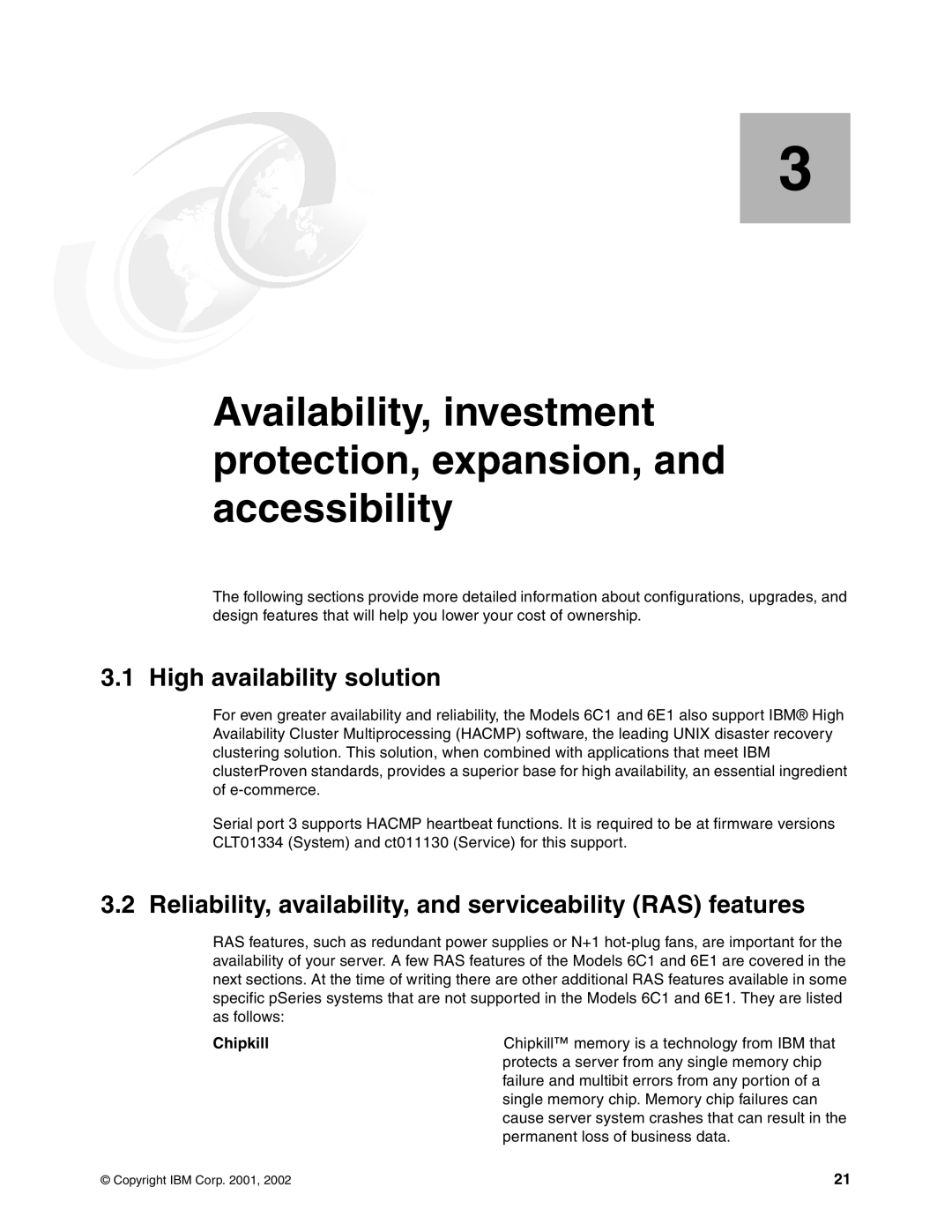 IBM 6.00E+01 manual High availability solution, Reliability, availability, and serviceability RAS features 