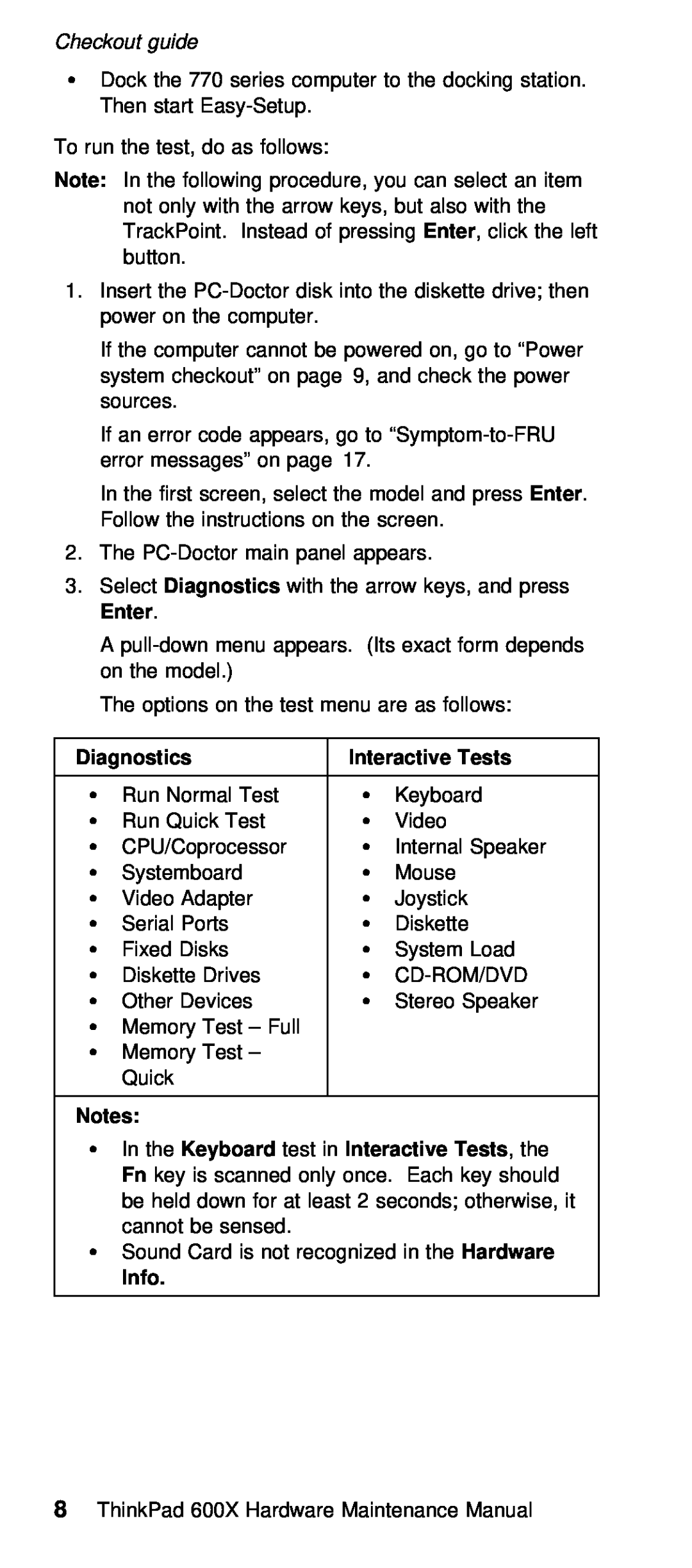 IBM 600X (MT 2646) manual guide, Ÿ Dock, series computer to the docking s, Then, start, Easy-Setup, Interactive Tests, Info 