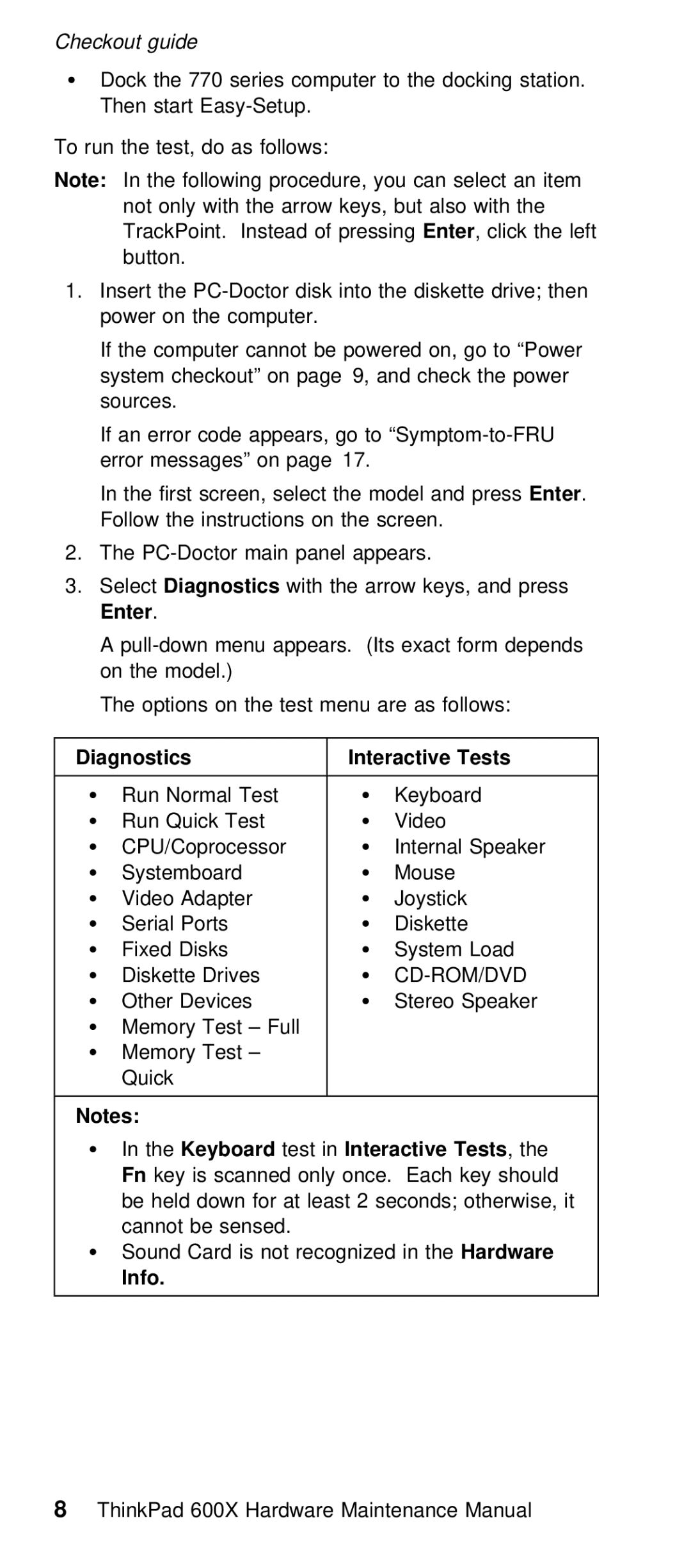 IBM 600X (MT 2646) manual Interactive Tests, Info, TestInteractive 