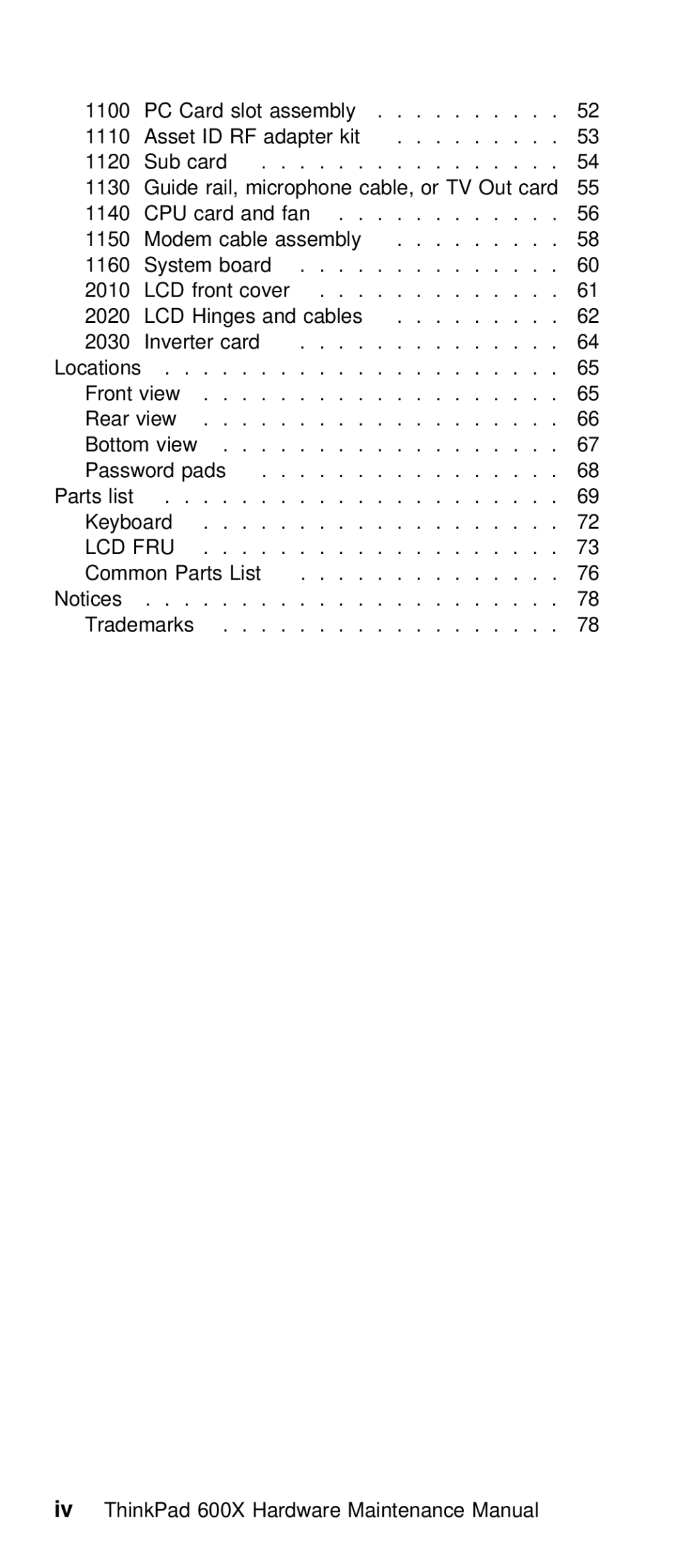 IBM 600X (MT 2646) manual Lcd Fru 