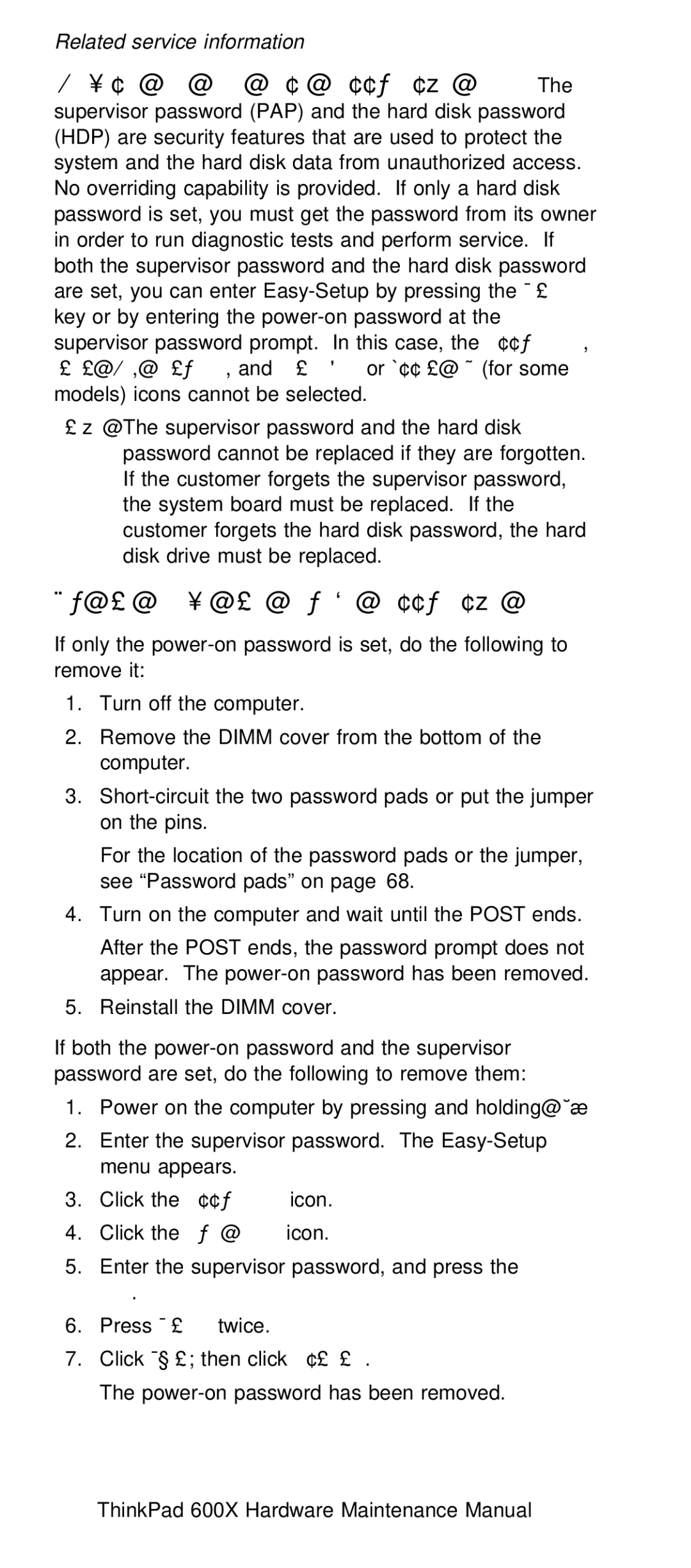 IBM 600X (MT 2646) manual How to remove the power-on passwords, Bar 