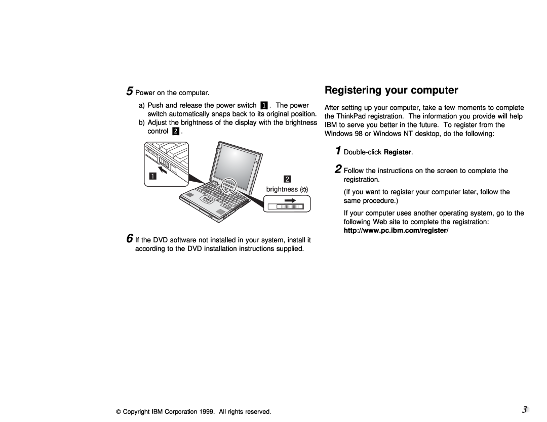 IBM 600X setup guide computer, Registering, your 