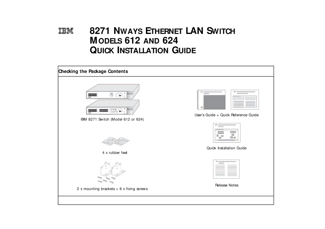 IBM 614, 612 manual Nways Ethernet LAN Switch, Quick Installation Guide, Checking the Package Contents 