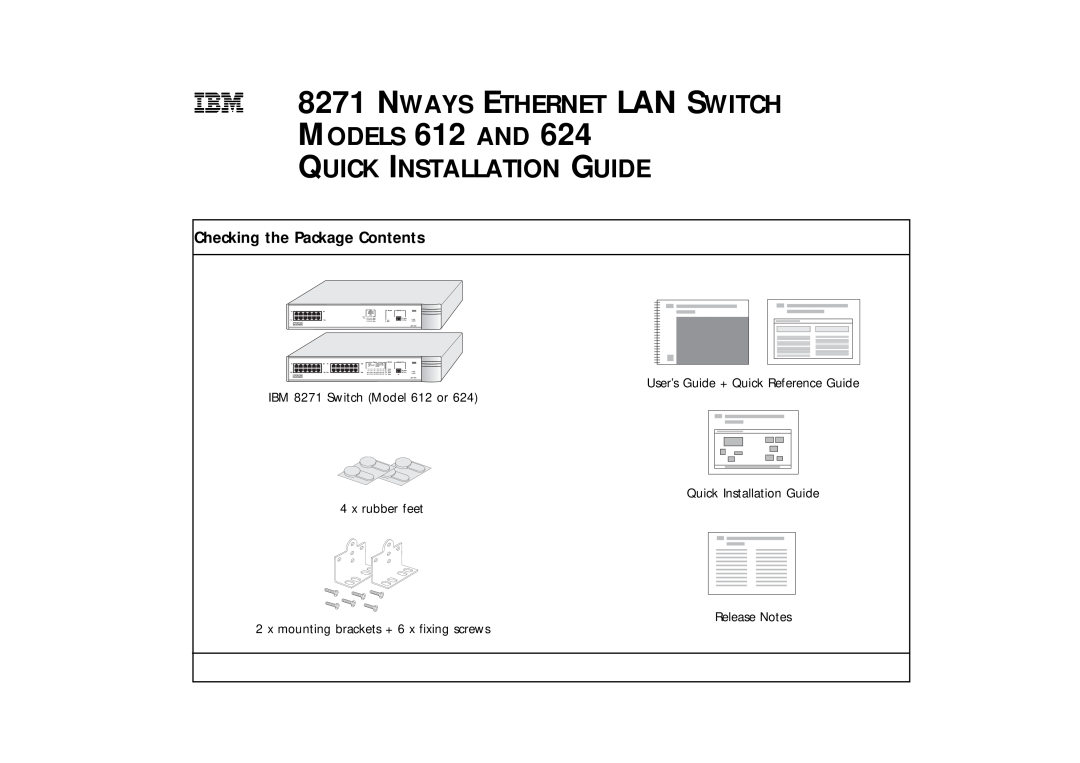 IBM 614 manual Checking the Package Contents, NWAYS ETHERNET LAN SWITCH MODELS 612 AND, Quick Installation Guide 