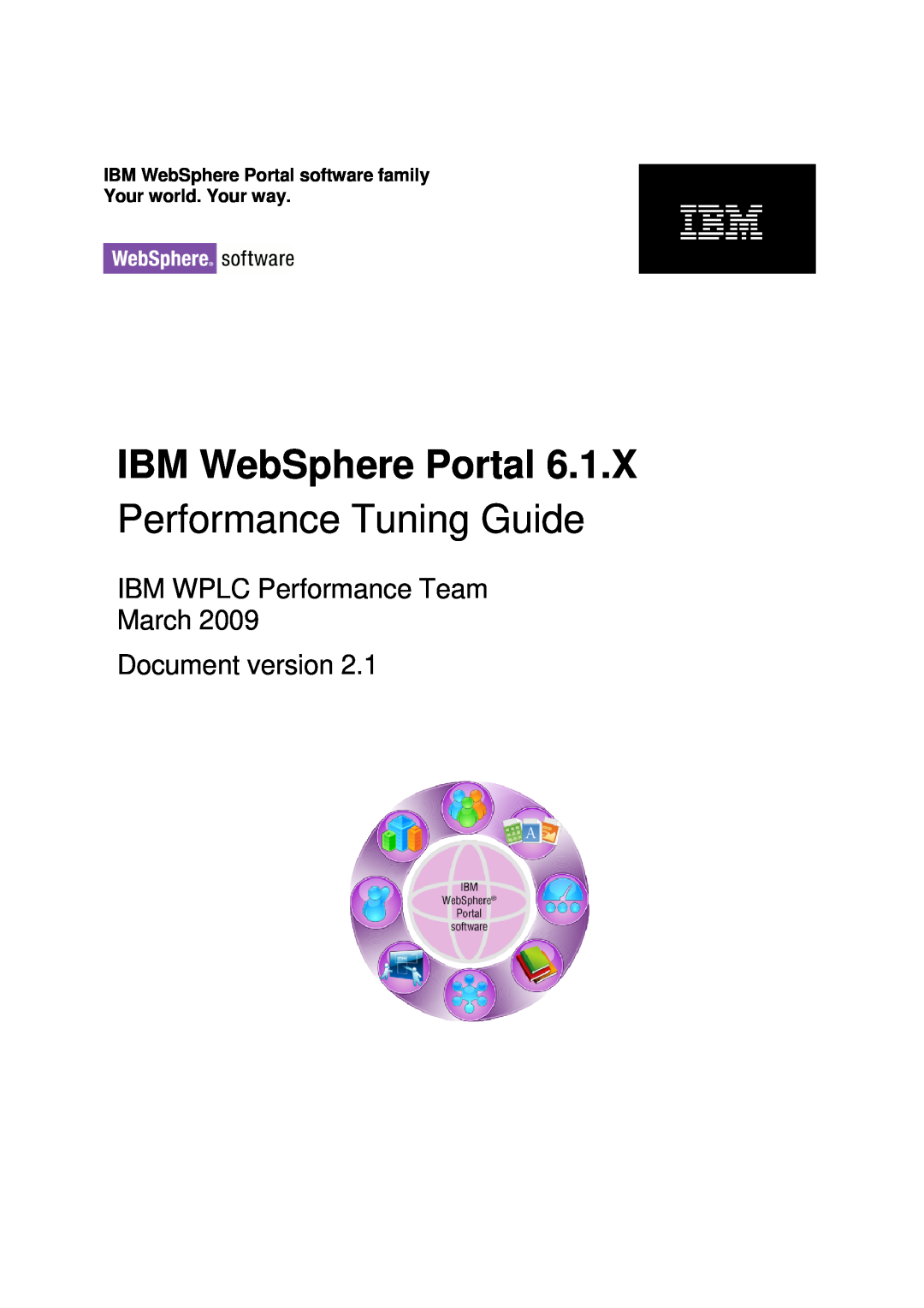 IBM 6.1.X manual IBM WebSphere Portal software family Your world. Your way, Performance Tuning Guide 