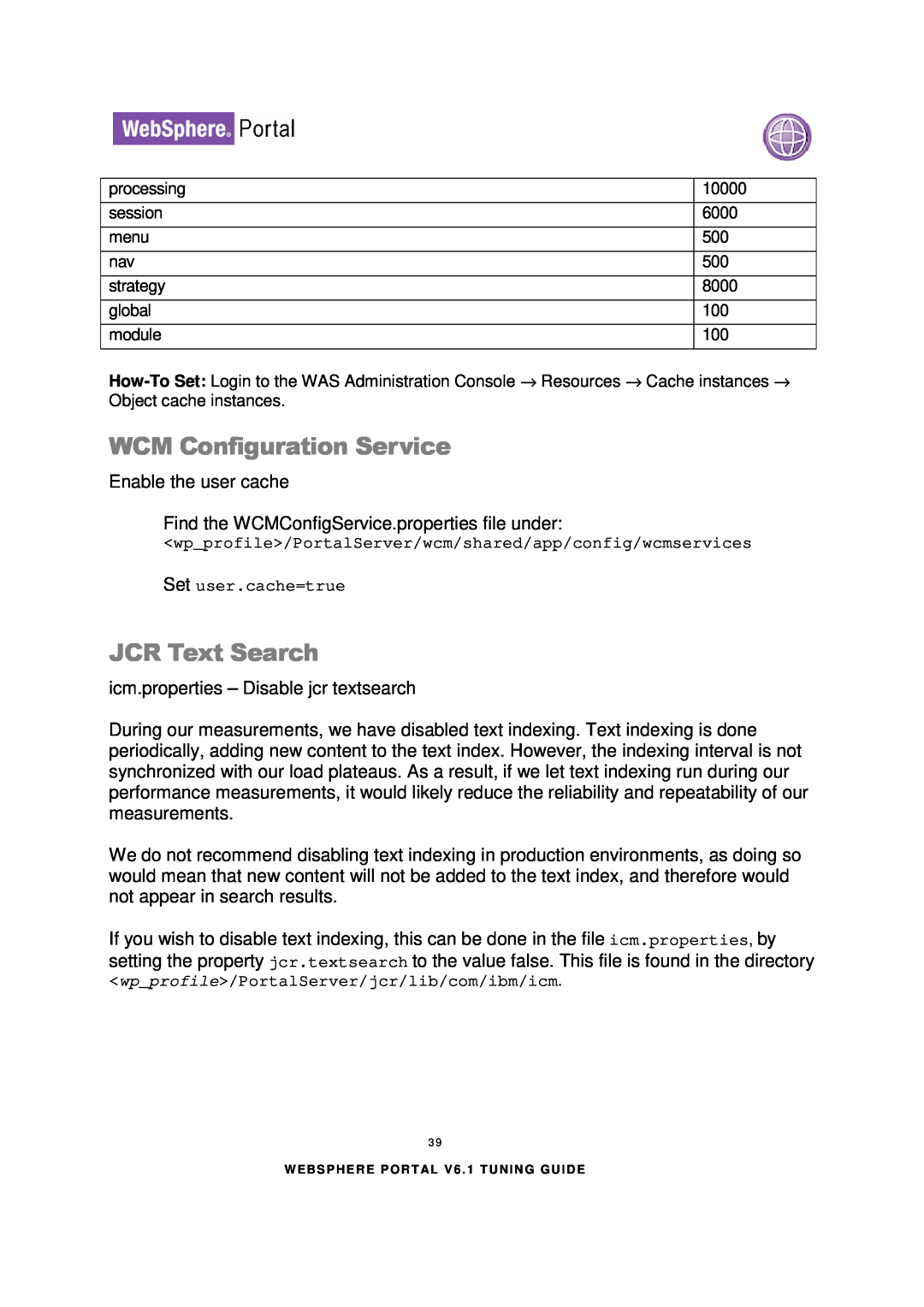 IBM 6.1.X manual WCM Configuration Service, JCR Text Search 