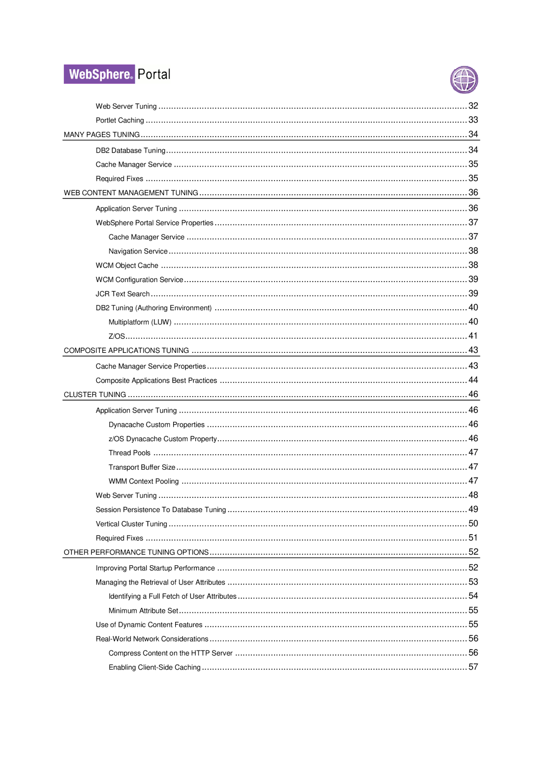 IBM 6.1.X manual Web Server Tuning Portlet Caching 