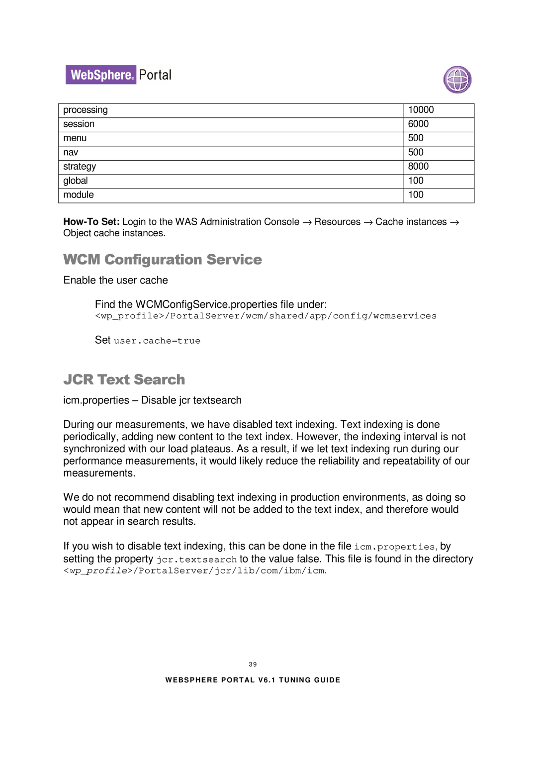 IBM 6.1.X manual WCM Configuration Service, JCR Text Search 