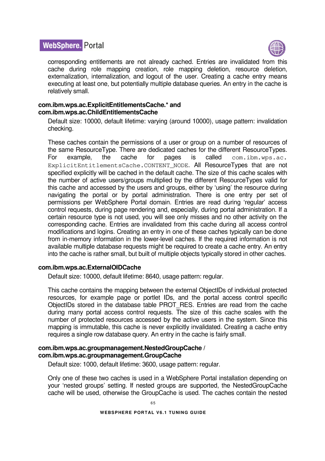 IBM 6.1.X manual Com.ibm.wps.ac.ExternalOIDCache 