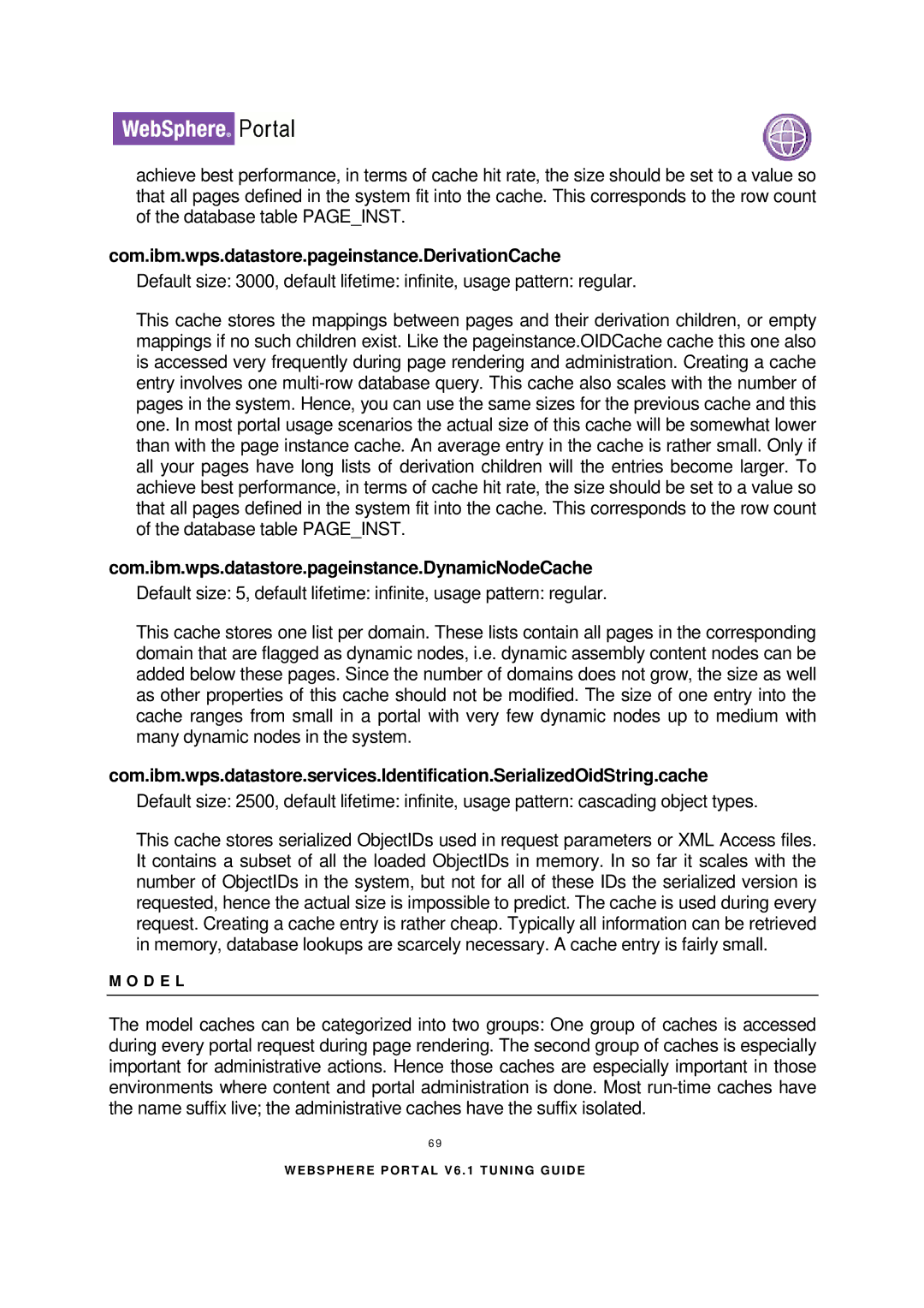 IBM 6.1.X manual Com.ibm.wps.datastore.pageinstance.DerivationCache, Com.ibm.wps.datastore.pageinstance.DynamicNodeCache 