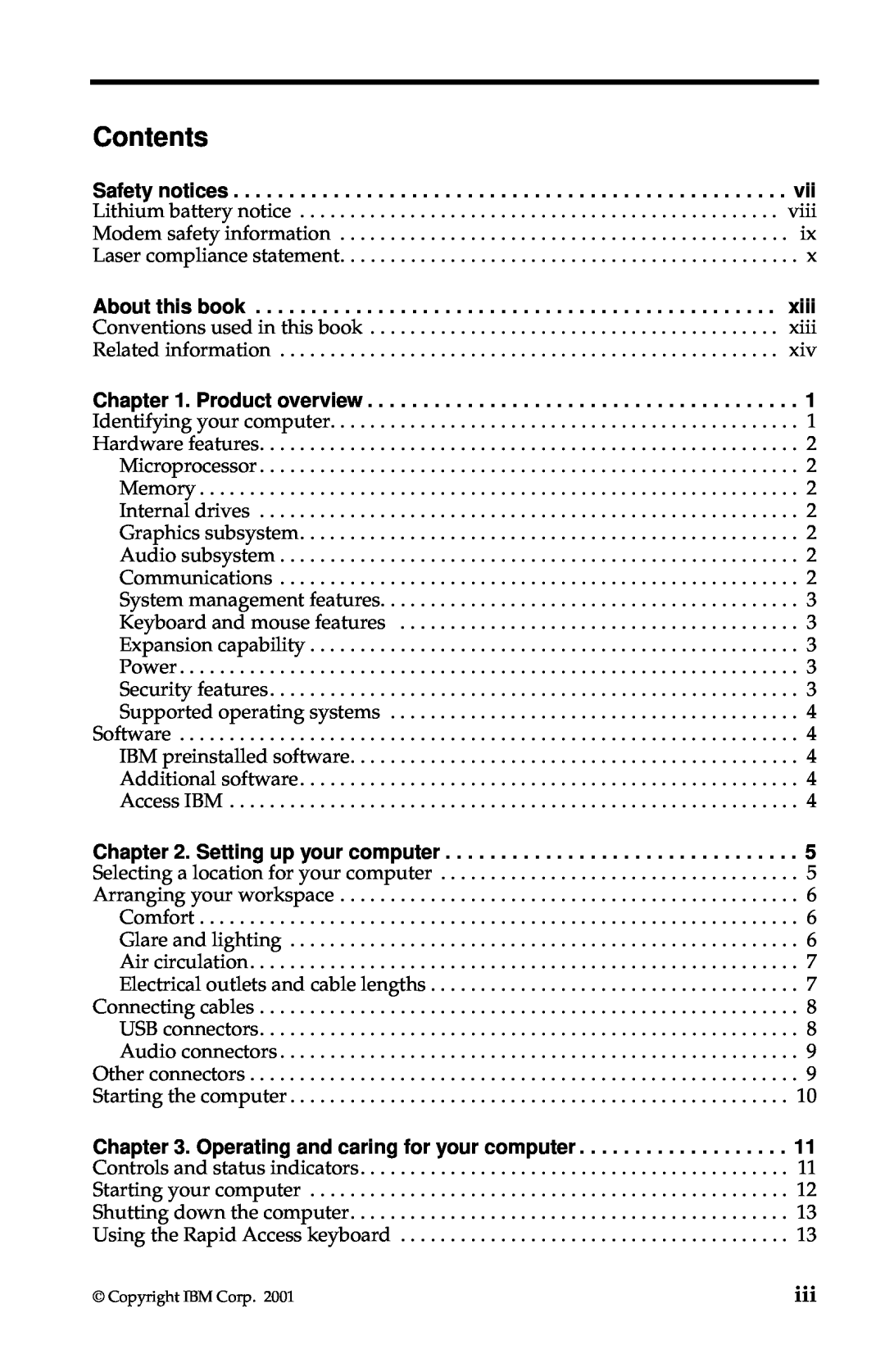 IBM 2283, 6274 manual Contents, Copyright IBM Corp 