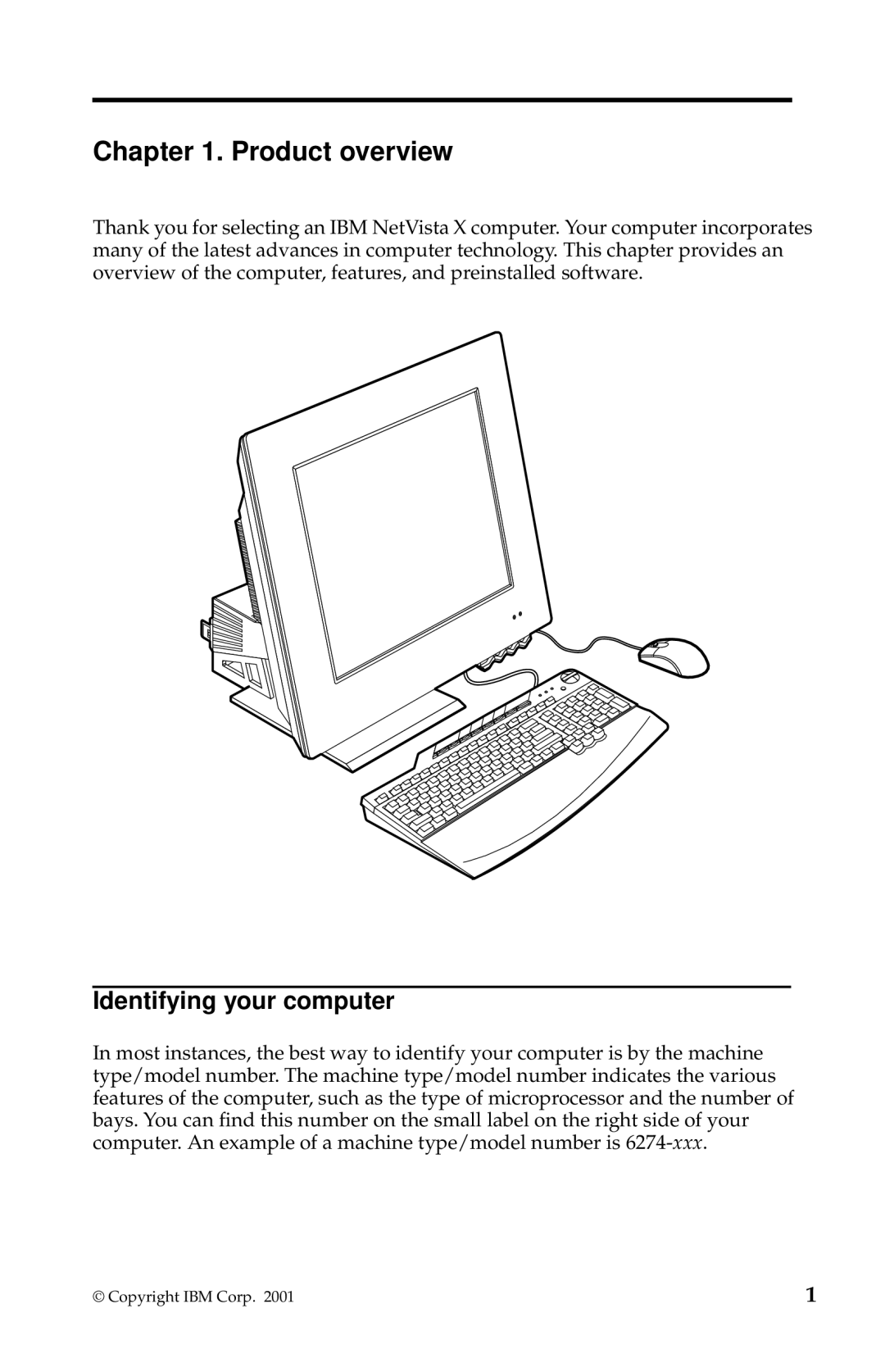 IBM 2283, 6274 manual Product overview, Identifying your computer 