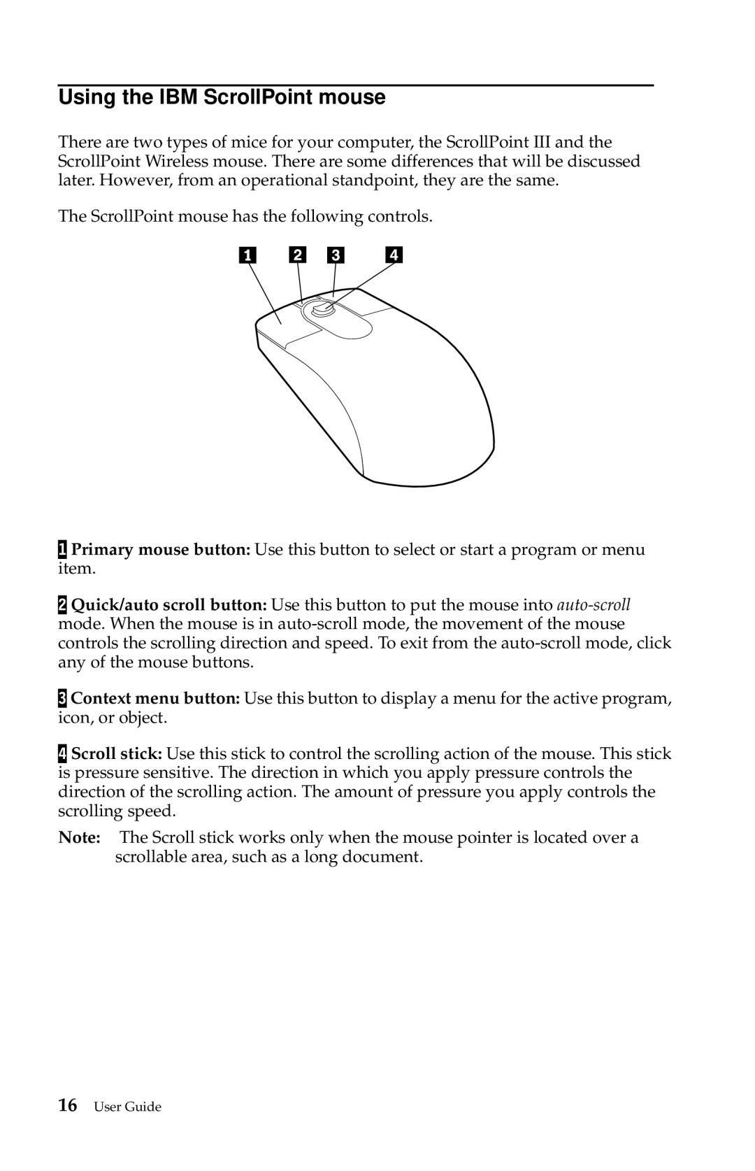 IBM 6274, 2283 manual Using the IBM ScrollPoint mouse 