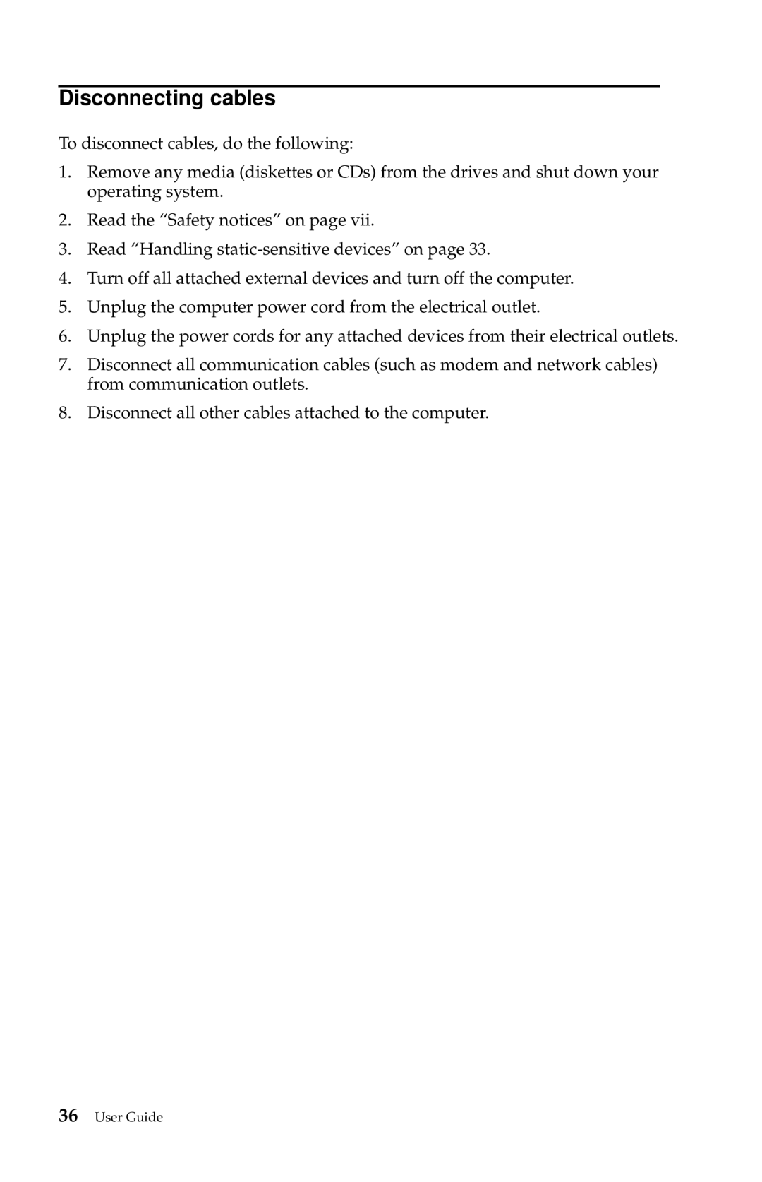 IBM 6274, 2283 manual Disconnecting cables 