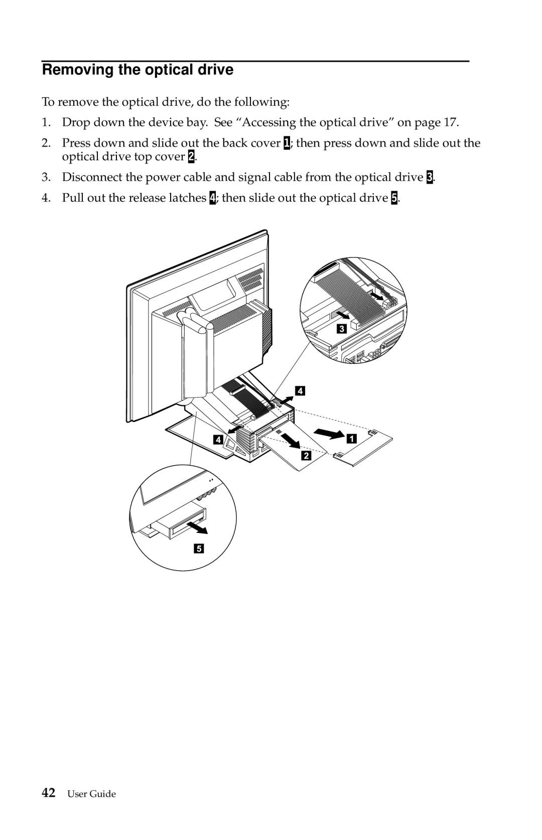 IBM 6274, 2283 manual Removing the optical drive 