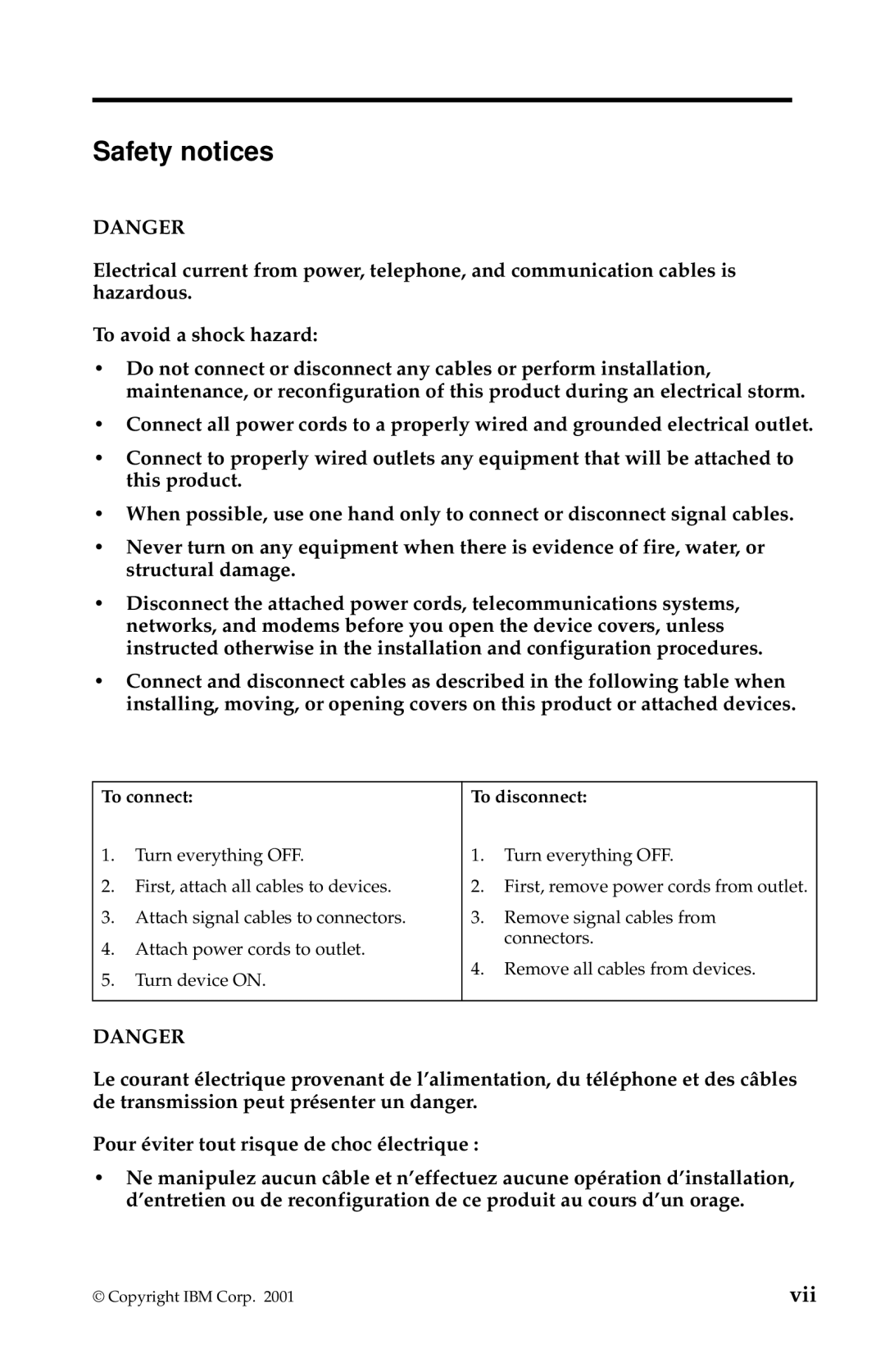 IBM 2283, 6274 manual Safety notices, To connect To disconnect 