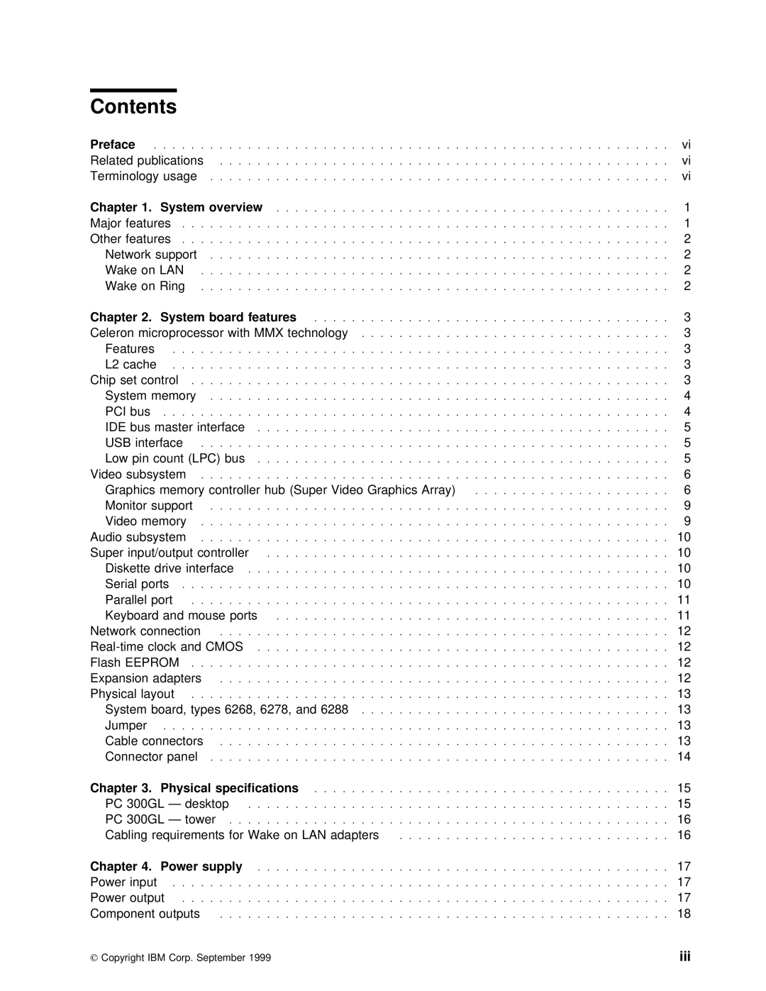 IBM 6288, 6268, 6278 manual Contents 