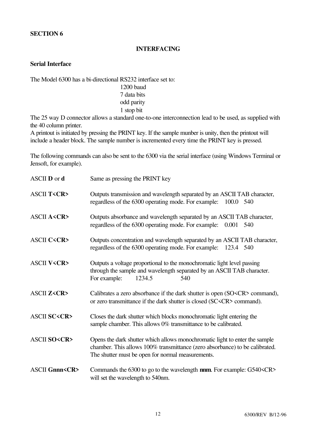 IBM 6300 manual Serial Interface, Ascii TCR 