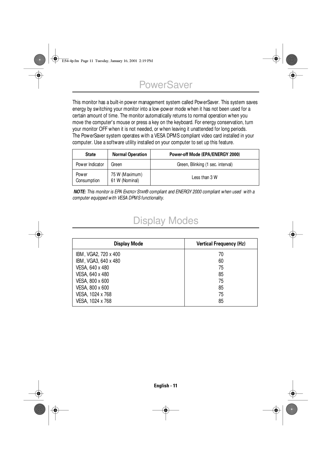 IBM 31P6241, 6331-H1N, 6331-J1N, 31P6240 manual PowerSaver, Display Mode 