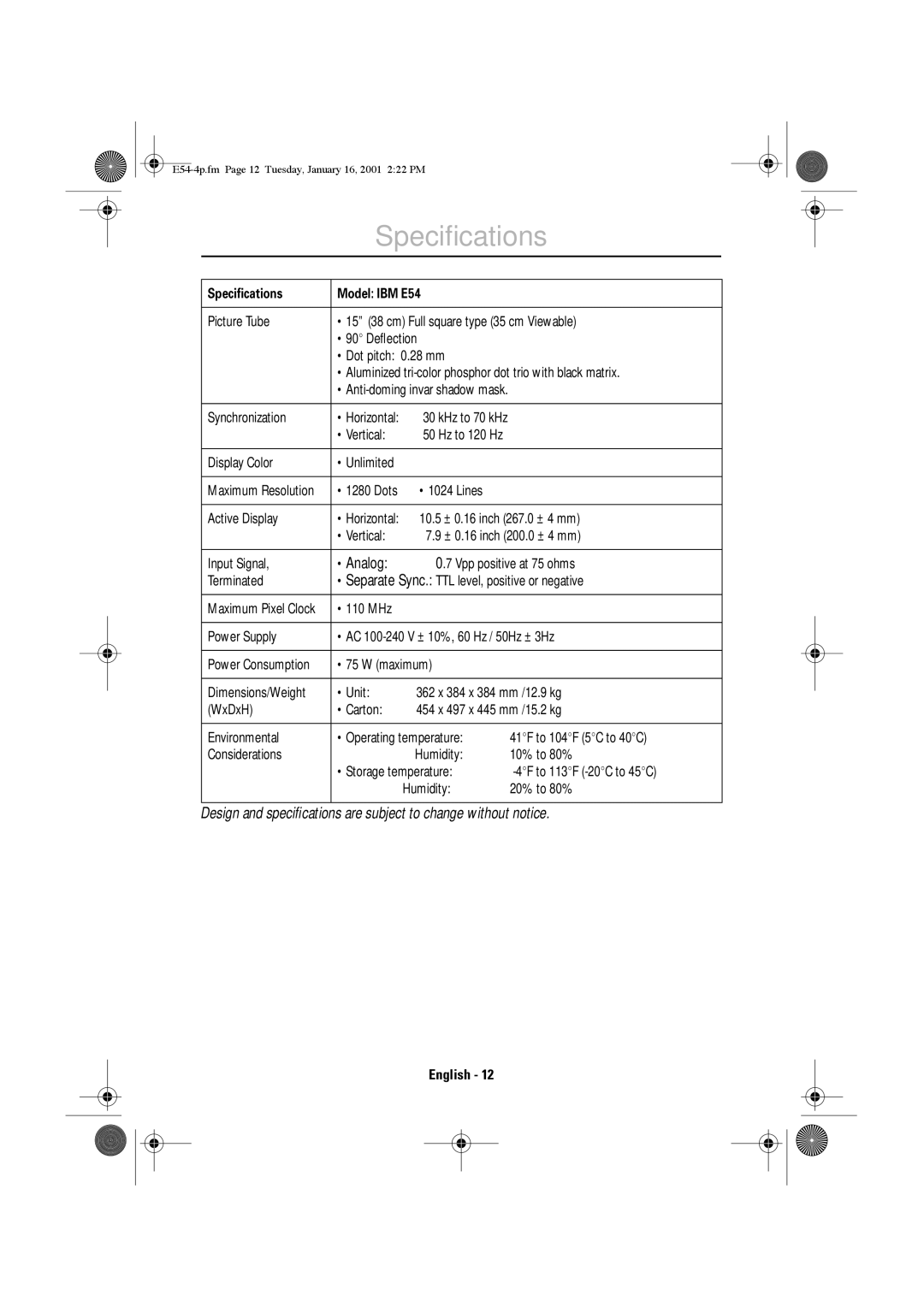 IBM 6331-J1N, 6331-H1N, 31P6241, 31P6240 manual Speciﬁcations 