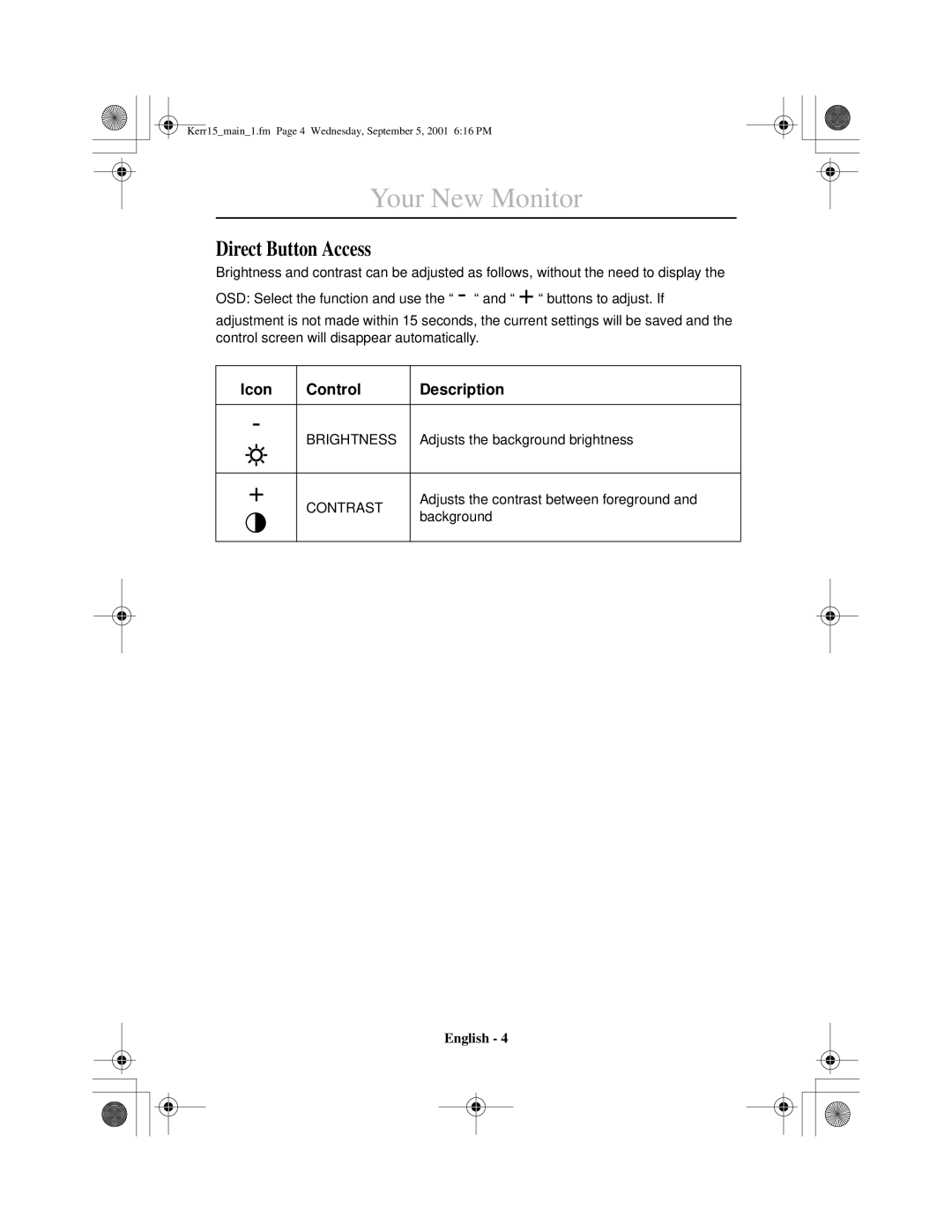 IBM 31P6241, 6331-H1N, 6331-J1N, 31P6240 manual Direct Button Access, Icon Control Description 