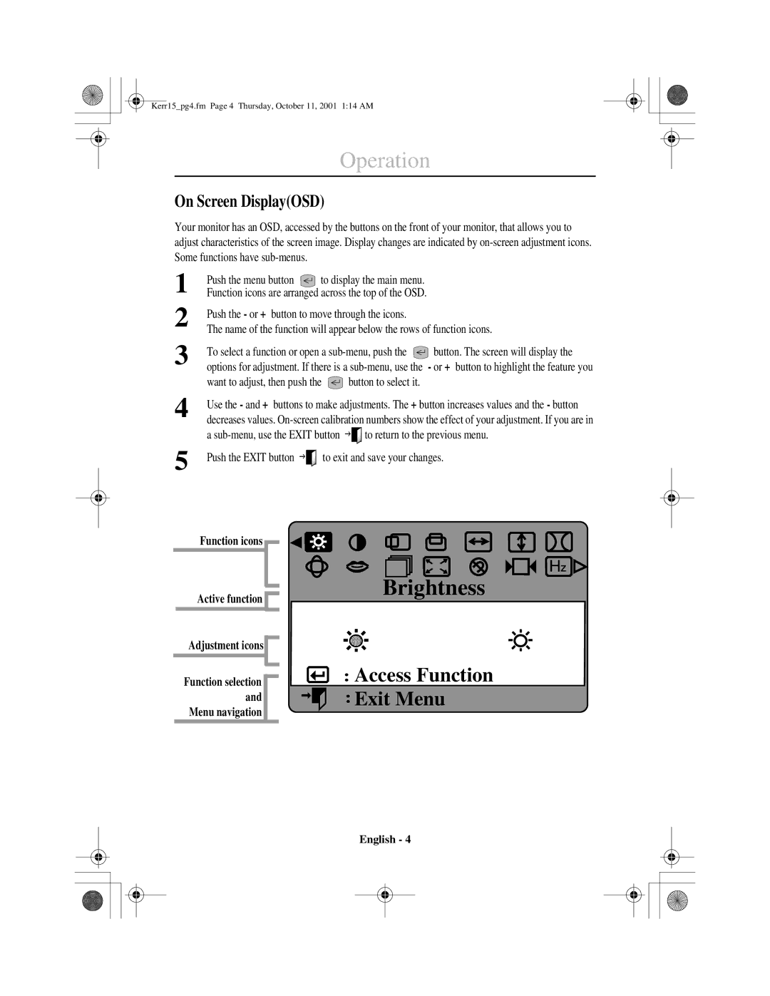 IBM 6331-J1N, 6331-H1N, 31P6241, 31P6240 manual Brightness 